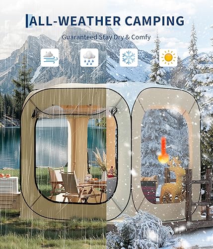 Miniatura 3 de Tienda de campaña desplegable para exteriores de 6 x 6 pies, refugio instantáneo para tienda de campaña para 2 a 3 personas, refugio solar