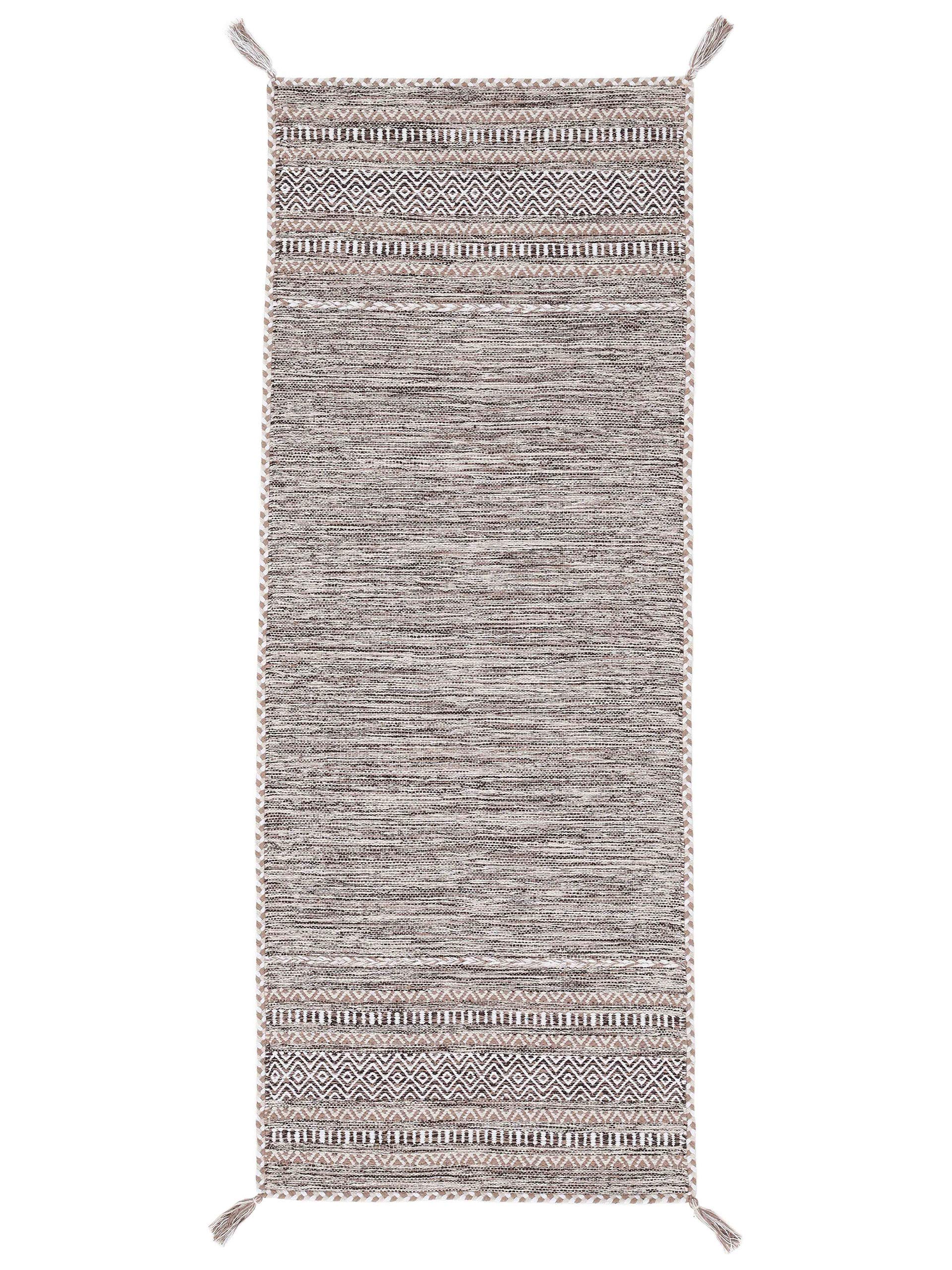 carpetfine Tappeto a tessitura Kilim Azizi passatoia beige 80x500 cm | Tappeto moderno per soggiorno e camera da letto