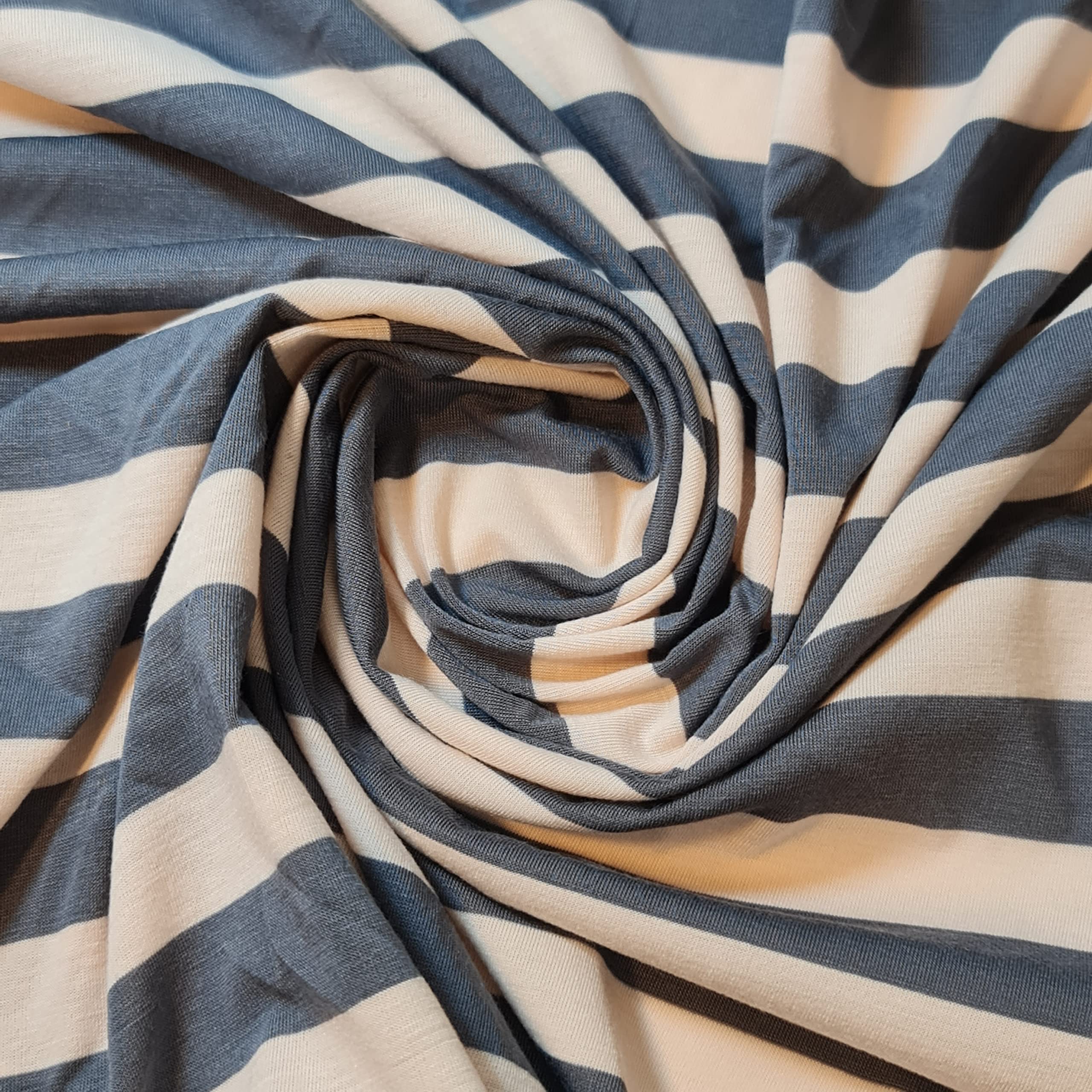 Soft Plain/Printed Cotton Jersey Stretch Knit T Shirt Baby Grow Craft Fabric Material 58" - 150 cm Wide Sold As 1 Meter Pre - Cut Lengths (Grey Pink Stripe #2) — image 1