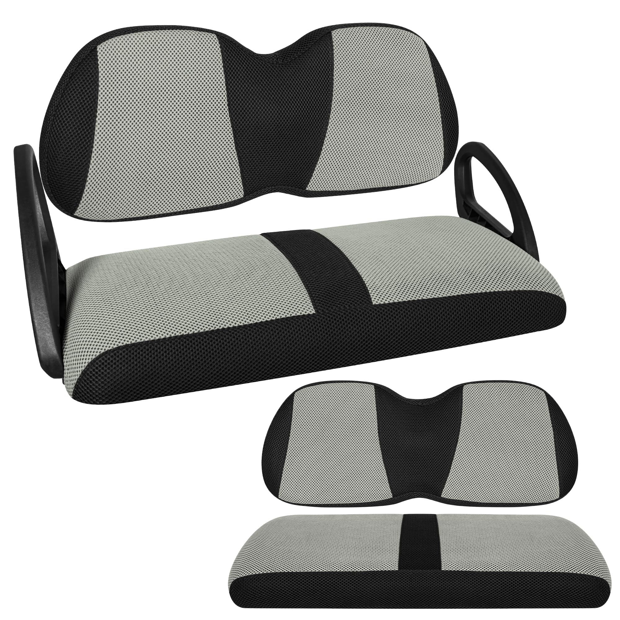 Photo 1 of SANXIACAR Golf Cart Seat Covers Front and Rear Set of 2 for Club Car Tempo OEM Ordinary Seat Breathable Mesh No Nails Required Easy to Install Machine Washable Gray Black