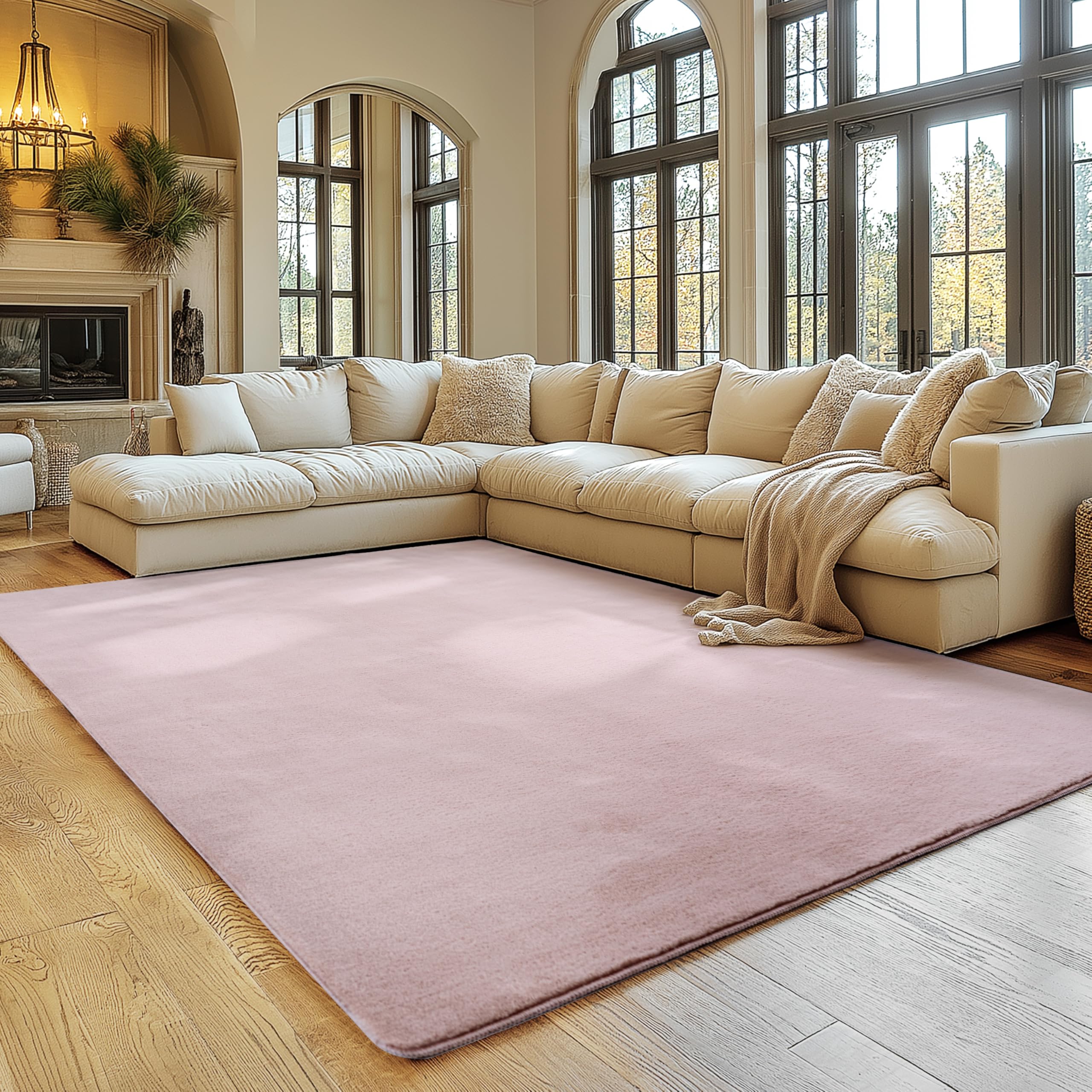 SIMPEX Teppich Wohnzimmer Rosa 160x220 cm Kurzflor Teppich Waschbar, weich & rutschfest, modern einfarbiges Design für Wohnzimmer, Küche Schlafzimmer, & Kinderzimmer