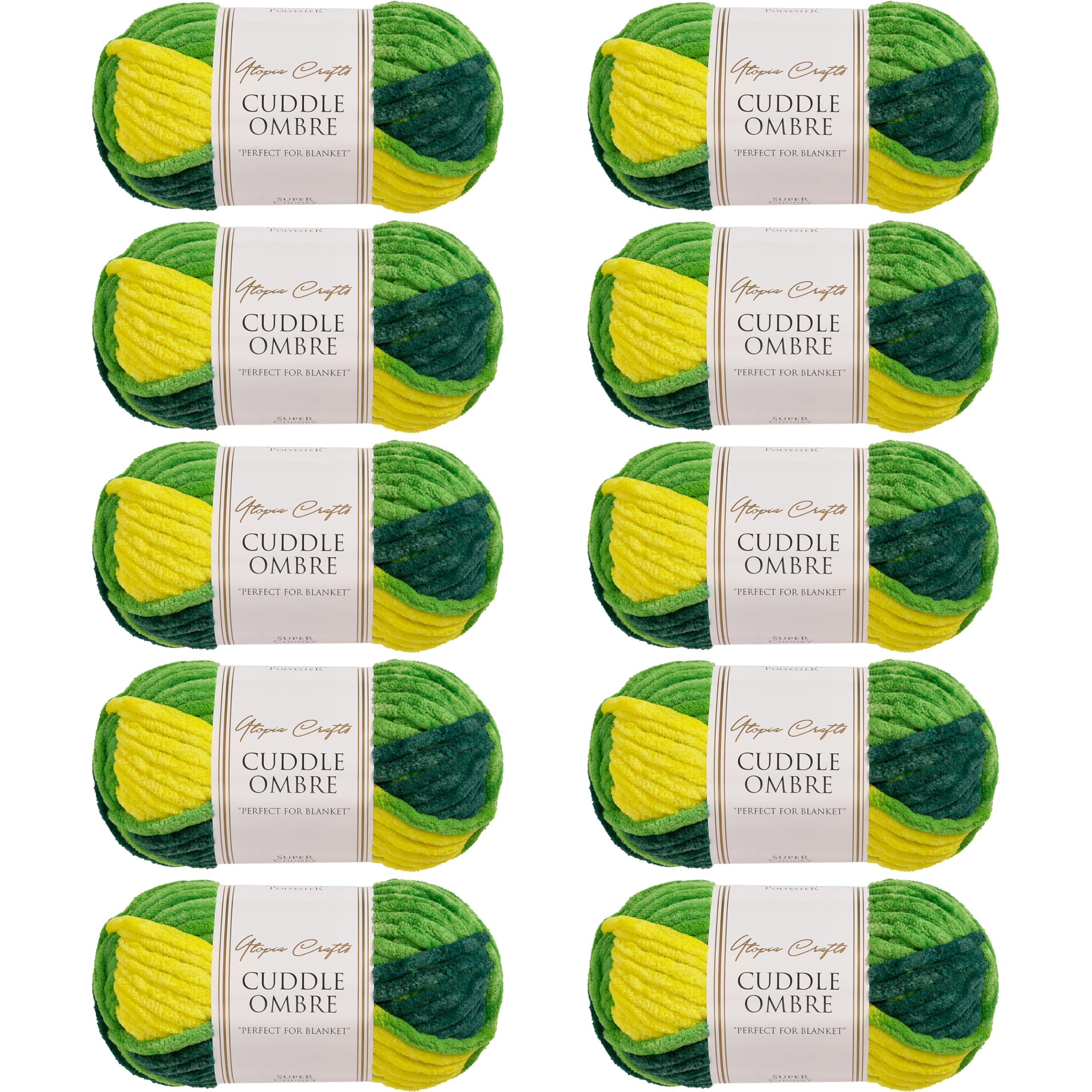 Utopia Crafts Cuddle Ombre Super Chunky Chenille Soft Yarn for Knitting and Crochet 10x 100g (Tropical Leaf)