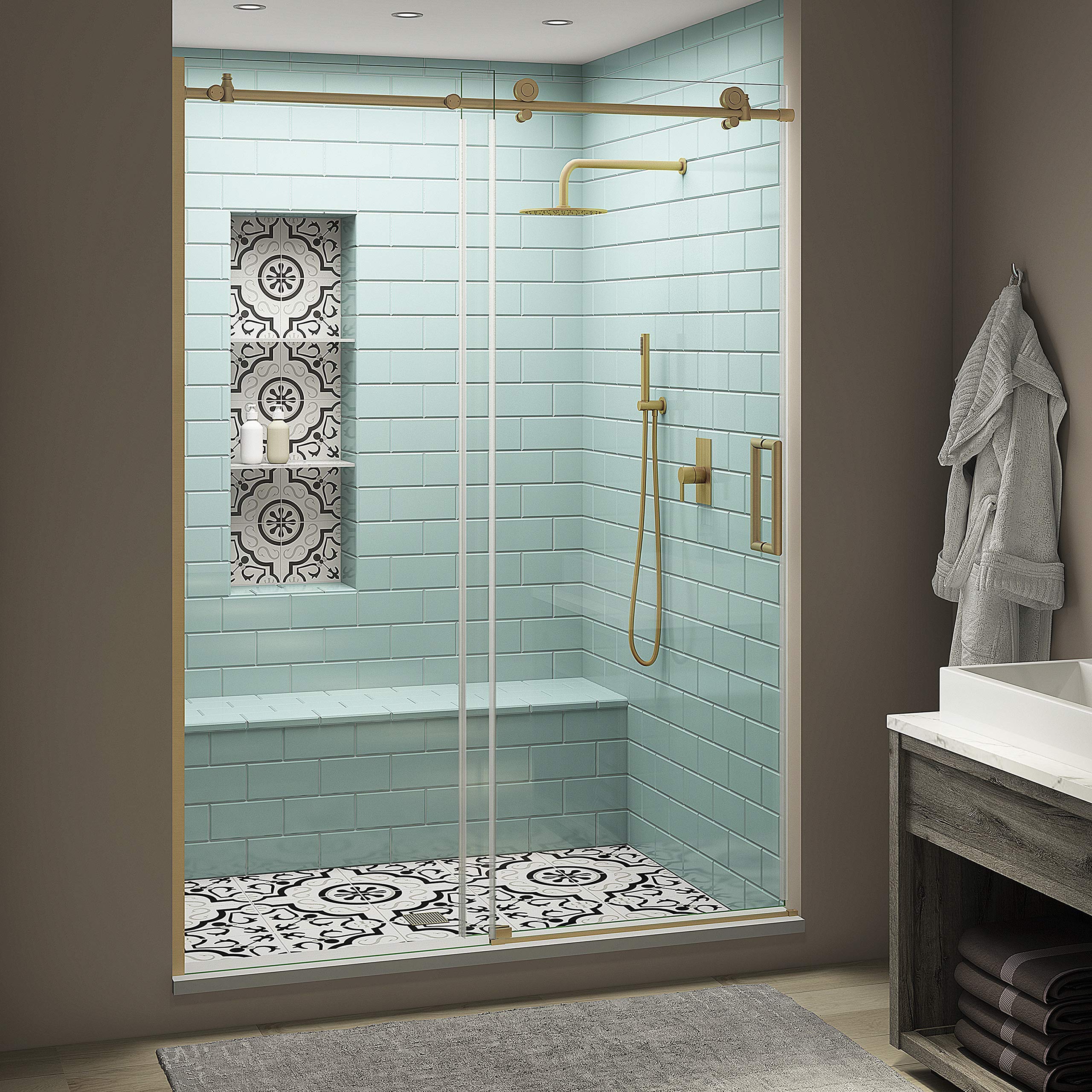 Aston SDR984EZ.UC-BG-6080-R Coraline XL Shower Door, Brushed