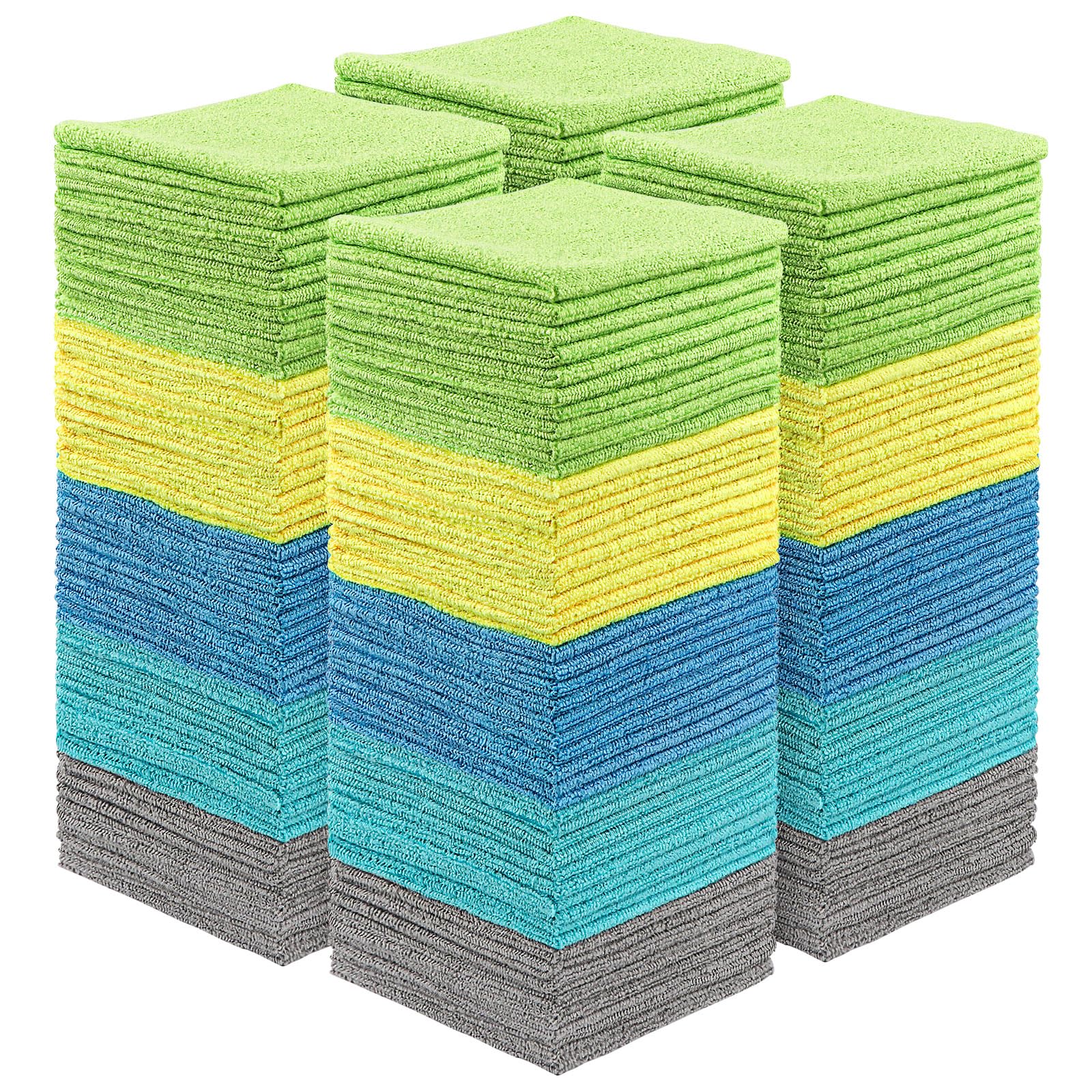 HOMEXCEL Lot de 200 chiffons de nettoyage réutilisables en microfibre, absorbants, non pelucheux et sans traces pour la maison, la voiture, le magasin, le bureau et le travail, serviettes en