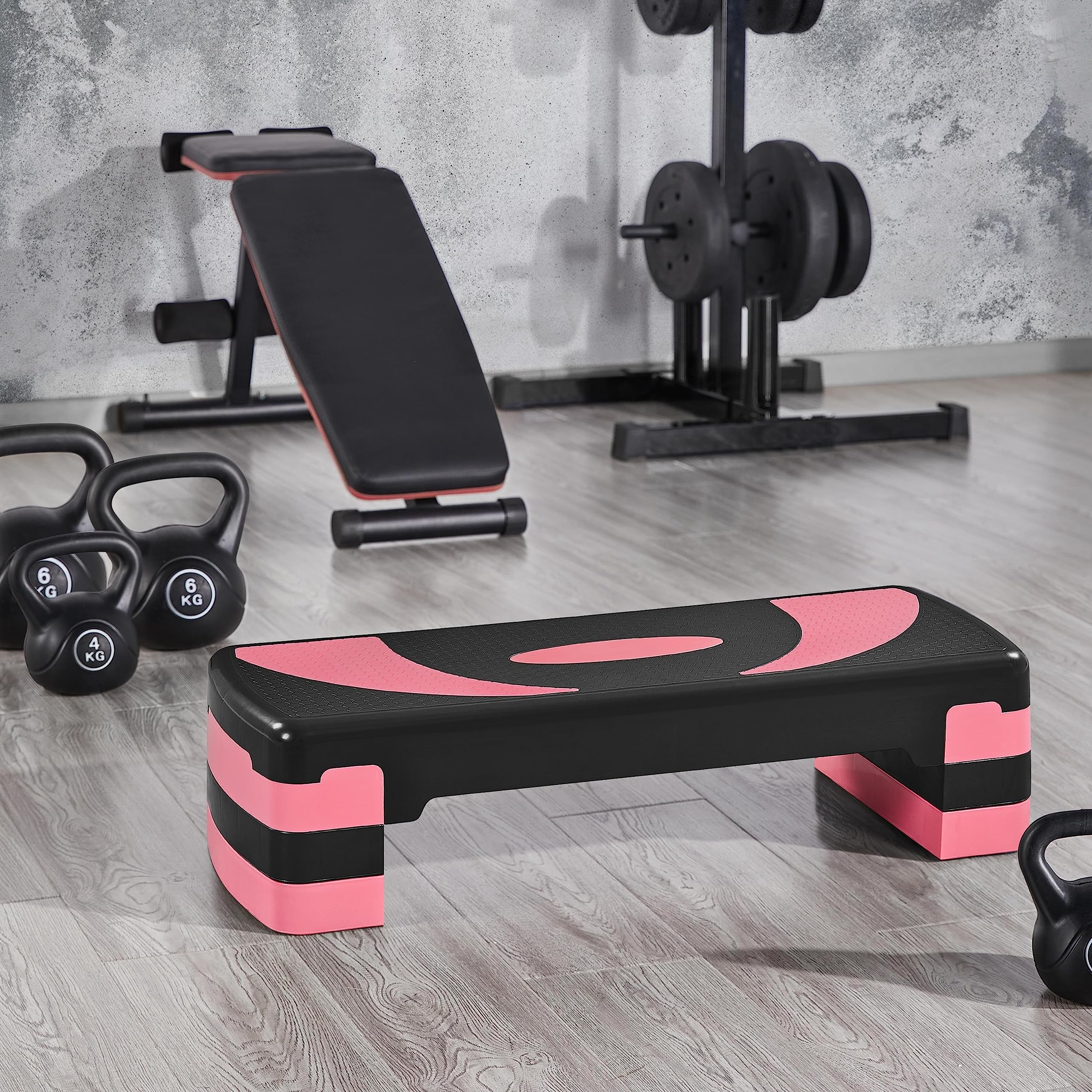 Yaheetech Stepper Aerobic Step de Fitness Hauteur Ajustable 10,5 cm/15 cm/20 cm Surface Antidérapante pour la Maison ou la Salle de Gym