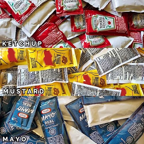 Miniatura 2 de Set de regalo 50 paquetes de salsa de tomate, 50 mostaza y 50 paquetes de mayo, 150 paquetes de condimentos en total con clip CMC Products y