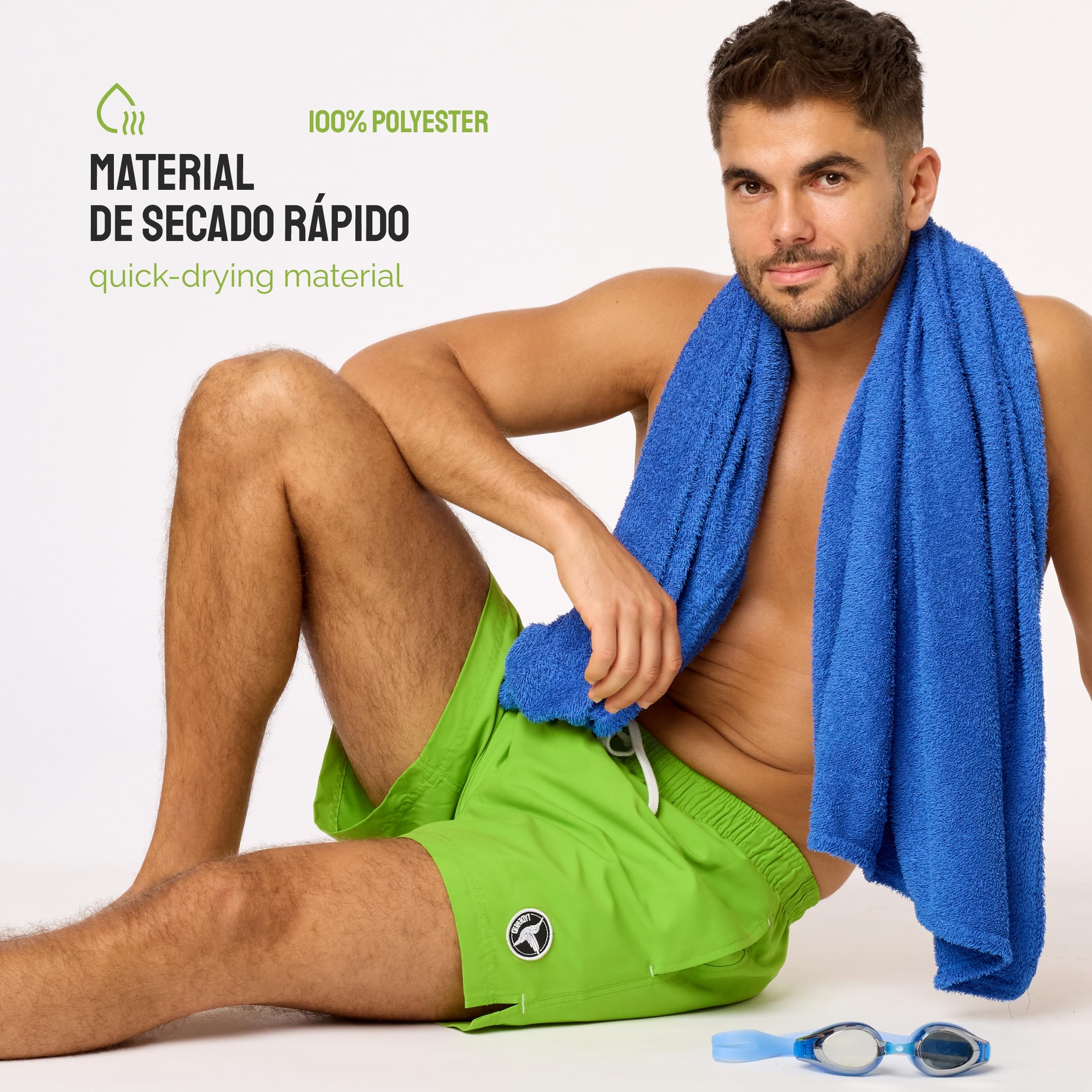 Ladeheid Bañador Hombre Short Deportivo de Baño con Forro Interior de Malla, Secado Rápido, Cintura con Cordón y Bolsillos, Cómodo para Playa, Piscina o Gimnasio LA40-198