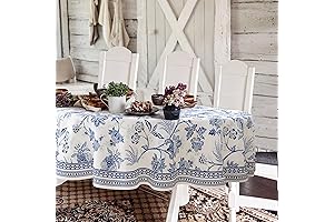 Blue Floral Oval Tablecloth 60x120 Inch: An Enchanting Tableau for Every Gathering
