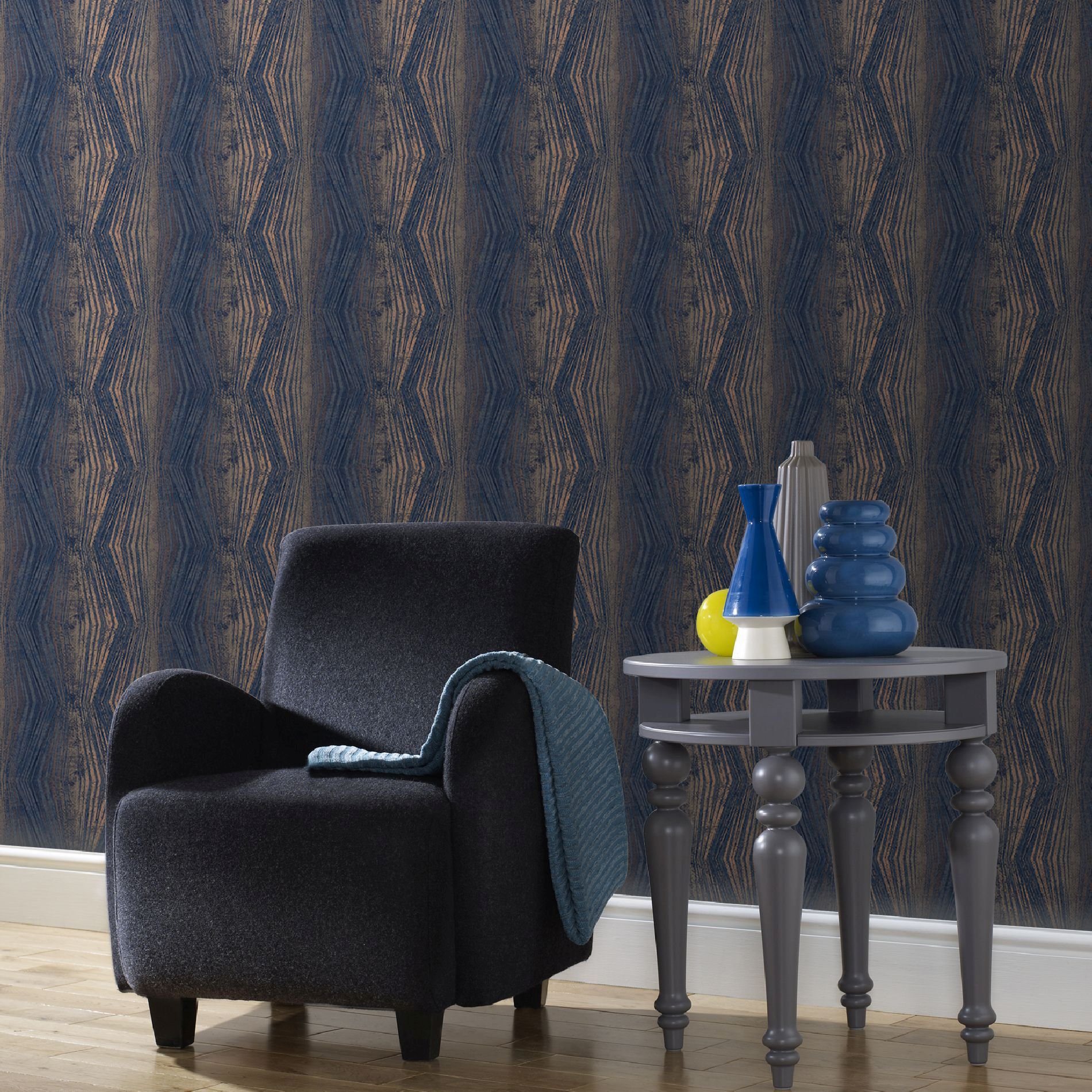 Boutique Nwg Vermeil Stripe Blue Wallpaper
