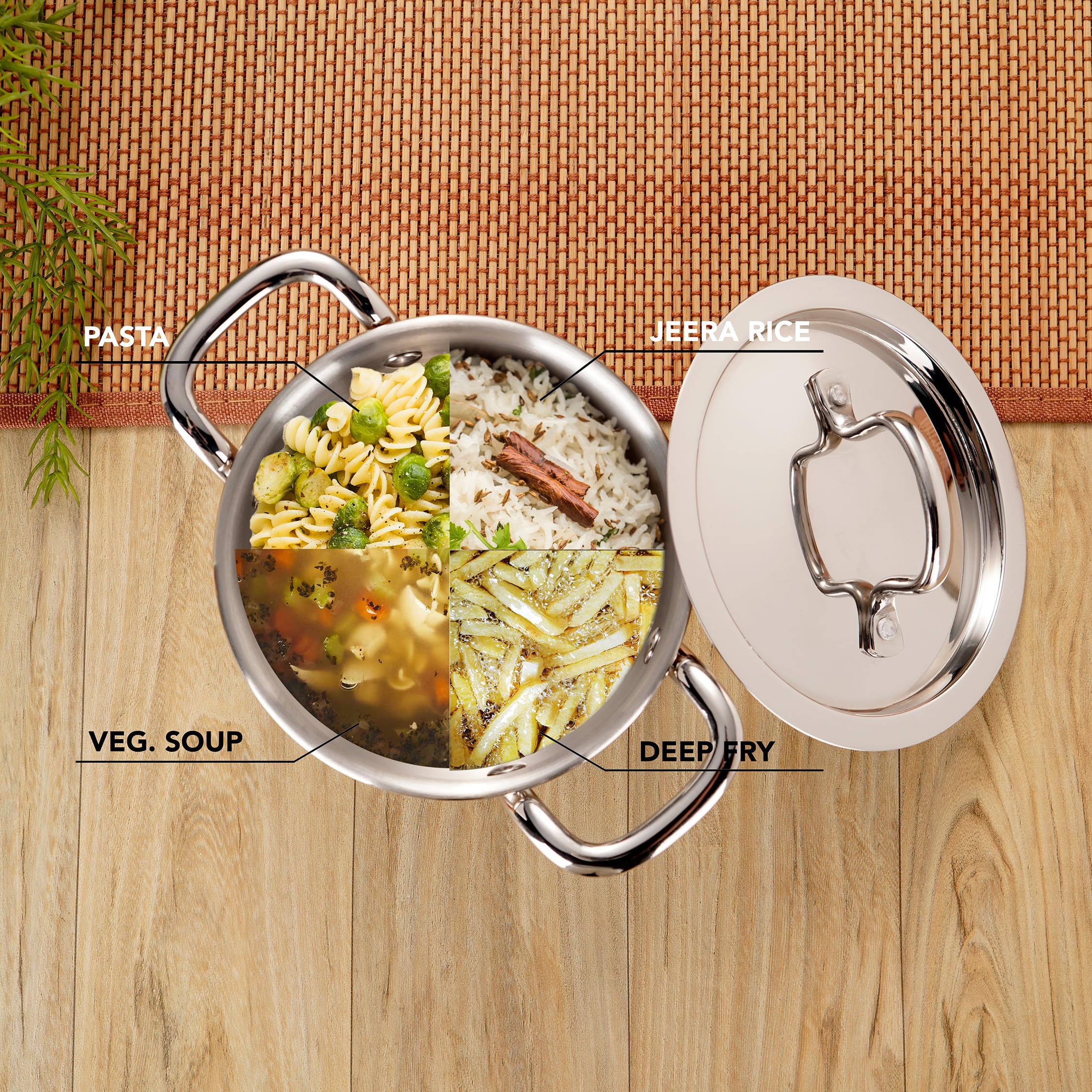 Sumeet Stainless Steel Induction Bottom(Encapsulated Bottom) Casserole with S.S Lid 1.3 Liters,14 Cm Dia,Silver