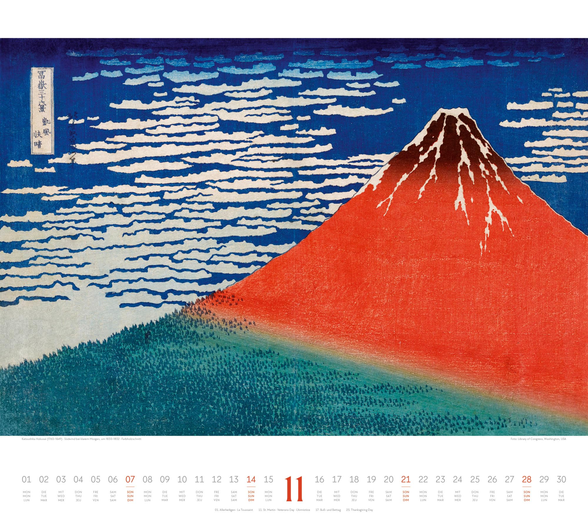 Hokusai Kalender 2027 | Hiroshige, Kuniyoshi, Kunisada: Stilsicherer Kunst-Kalender im großen Querformat (54x48 cm) | Japanische Kunst | Ukiyo-e