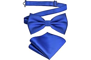 Preppy Solid Color Double Fold Pre-tied Bow Tie and Pocket Square Set for Men