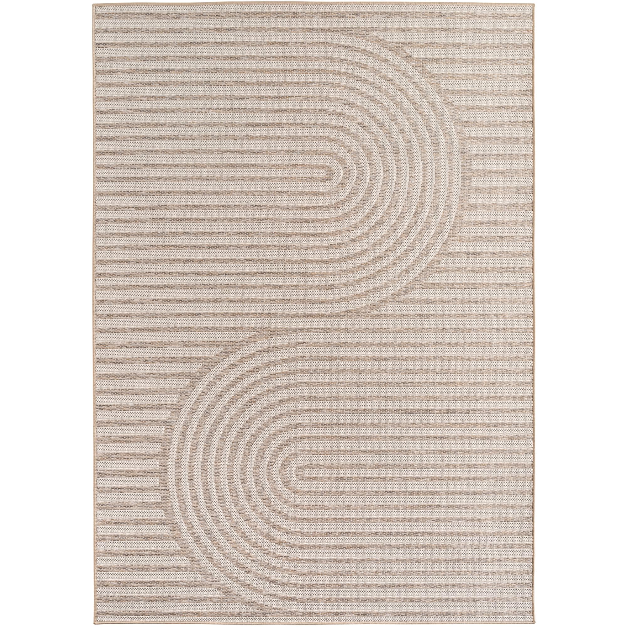 SIMPEX Alfombra Exterior Beige 240x340 cm Resistente a la Intemperie UV Fácil de Limpiar Diseño Escandinavo Boho para Cocina Balcón Terraza Jardín