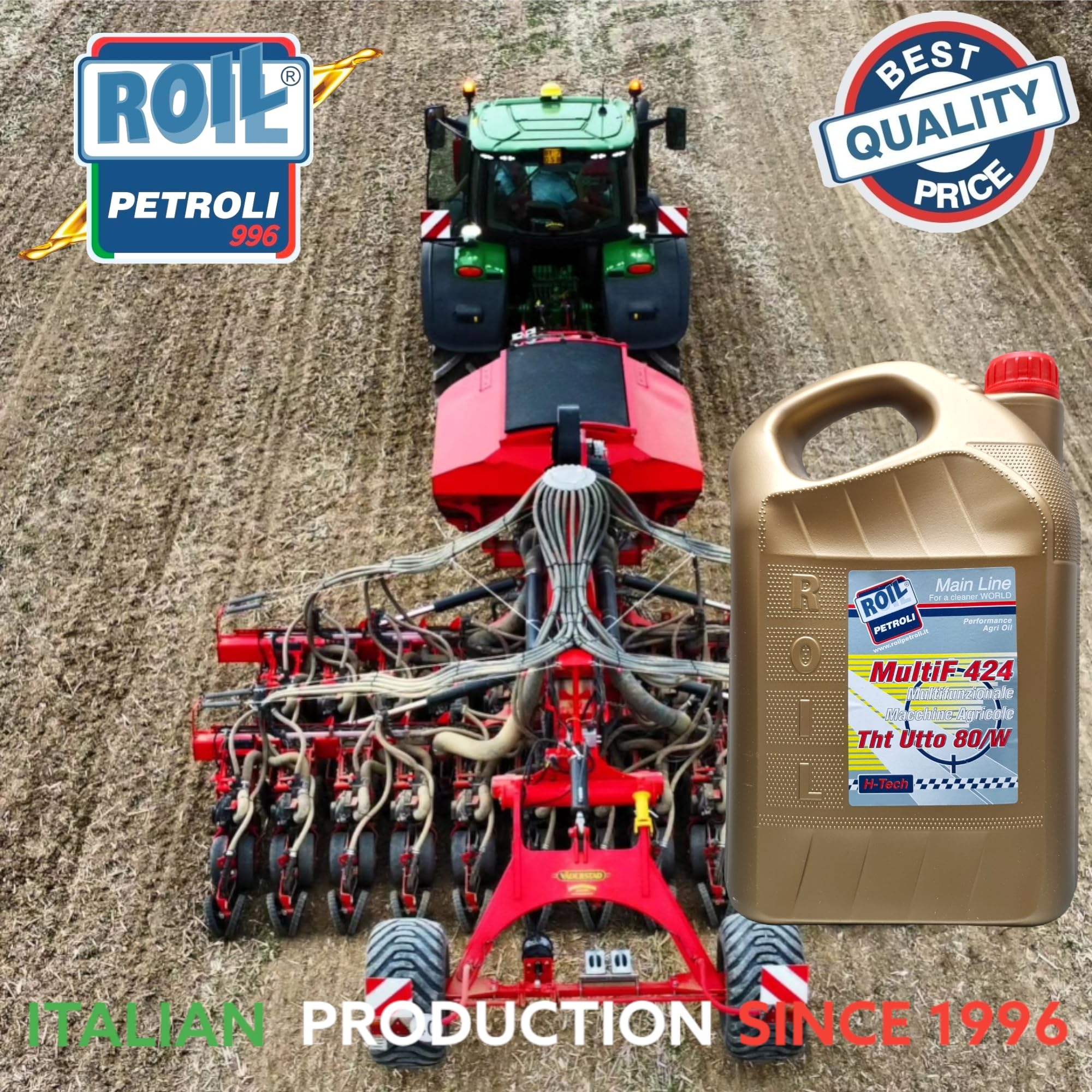 Roil UTTO 424 THT 80W - Olio per la lubrificazione di organi di trasmissioni, impianti Idraulici, Freni e frizioni in Bagno d’Olio di macchinari agricoli e Movimento Terra. (5 Litri)