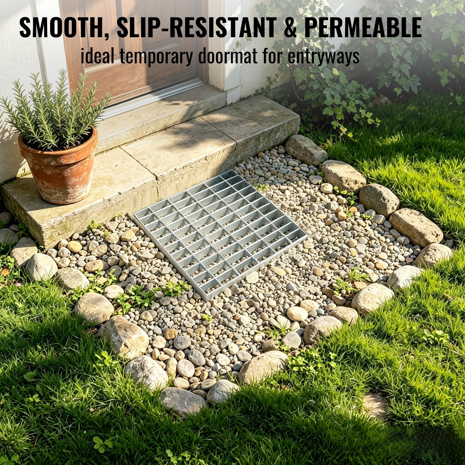 efuturetime Grille Caillebotis Carré Galvanisée 300x300x30mm | Maillage: 25/45mm | Capacité 900kg | sans Cadre | Caillebotis Exterieur pour Drainage, Regard Lumière, Porte de Garage, Jardin, Terrasse