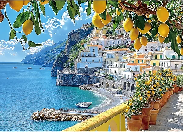 MINIWAN 500 Piece Amalfi Coast Puzzle, Premium Jigsaw Puzzle for Adults, Rustic Style, 23 x 15 Inches