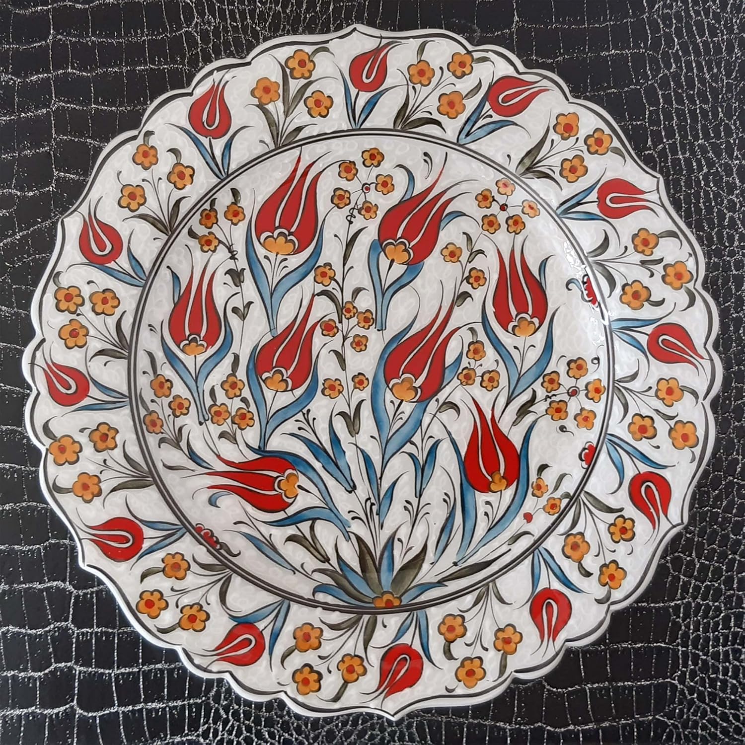Handmade Ceramic Wall Plate, 30 cm (11.8 inches) Turkish Nicaea Ceramic Plate 30 cm in Diameter