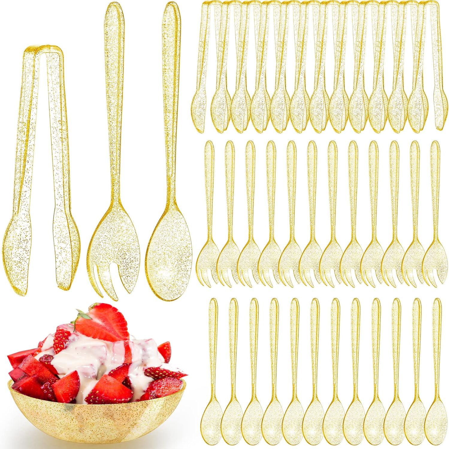 Bokon 108 Pieces Gold Plastic Serving Utensils, Disposable