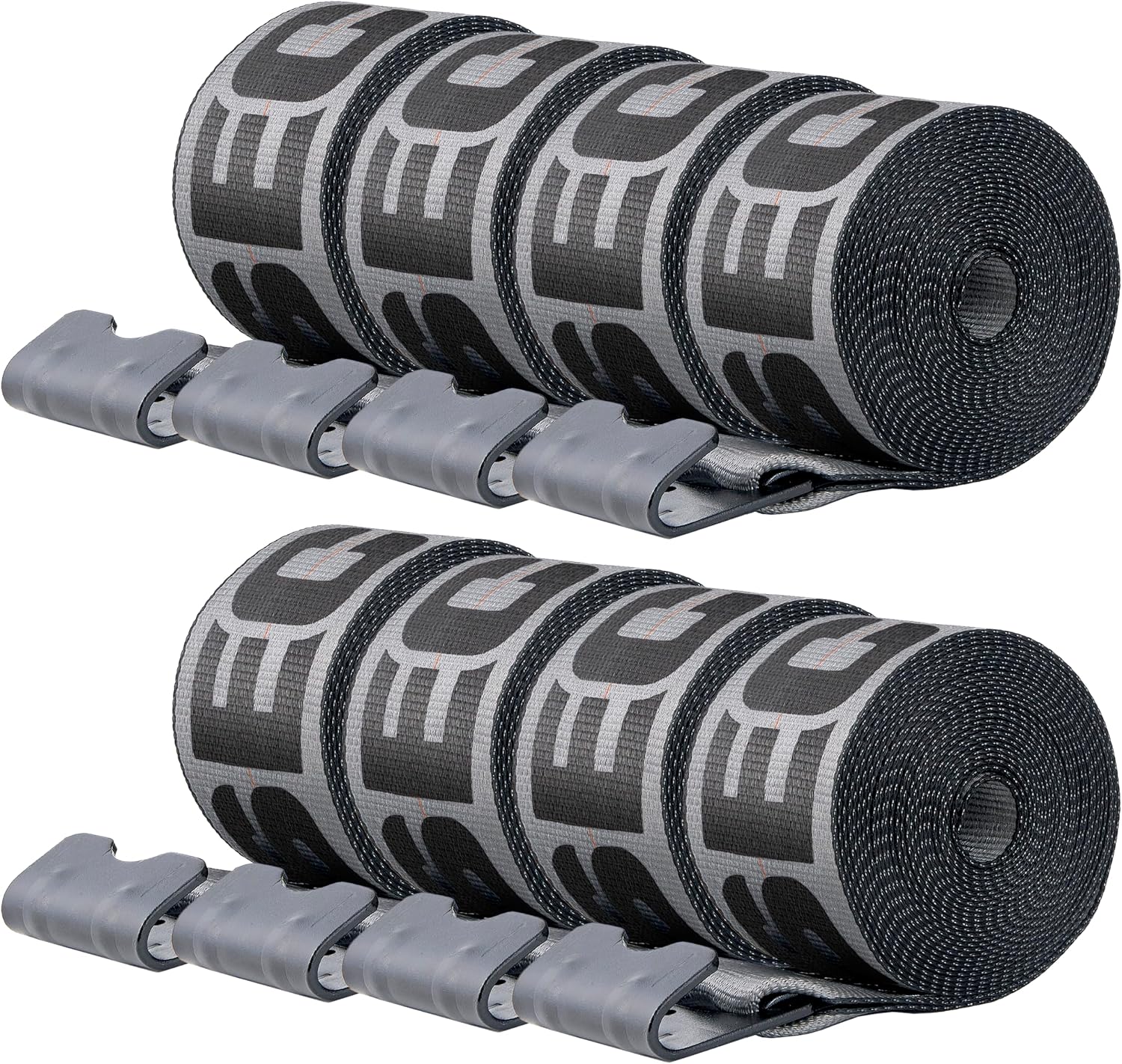 4" x 30' Winch Straps for Flatbed Trailer with Flat Hooks | Grey Heavy Duty Tie Down Strap w/Flat Hooks | 5,400 Lbs WLL Cargo Control Accessories for Gooseneck Trailers & Tow Trucks, 1 Pack