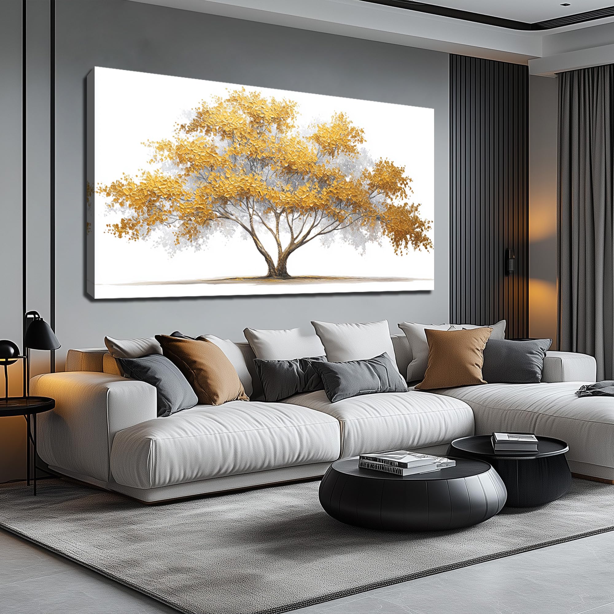 AOZEMI Tree Wall Art White Canvas Art for Living Room