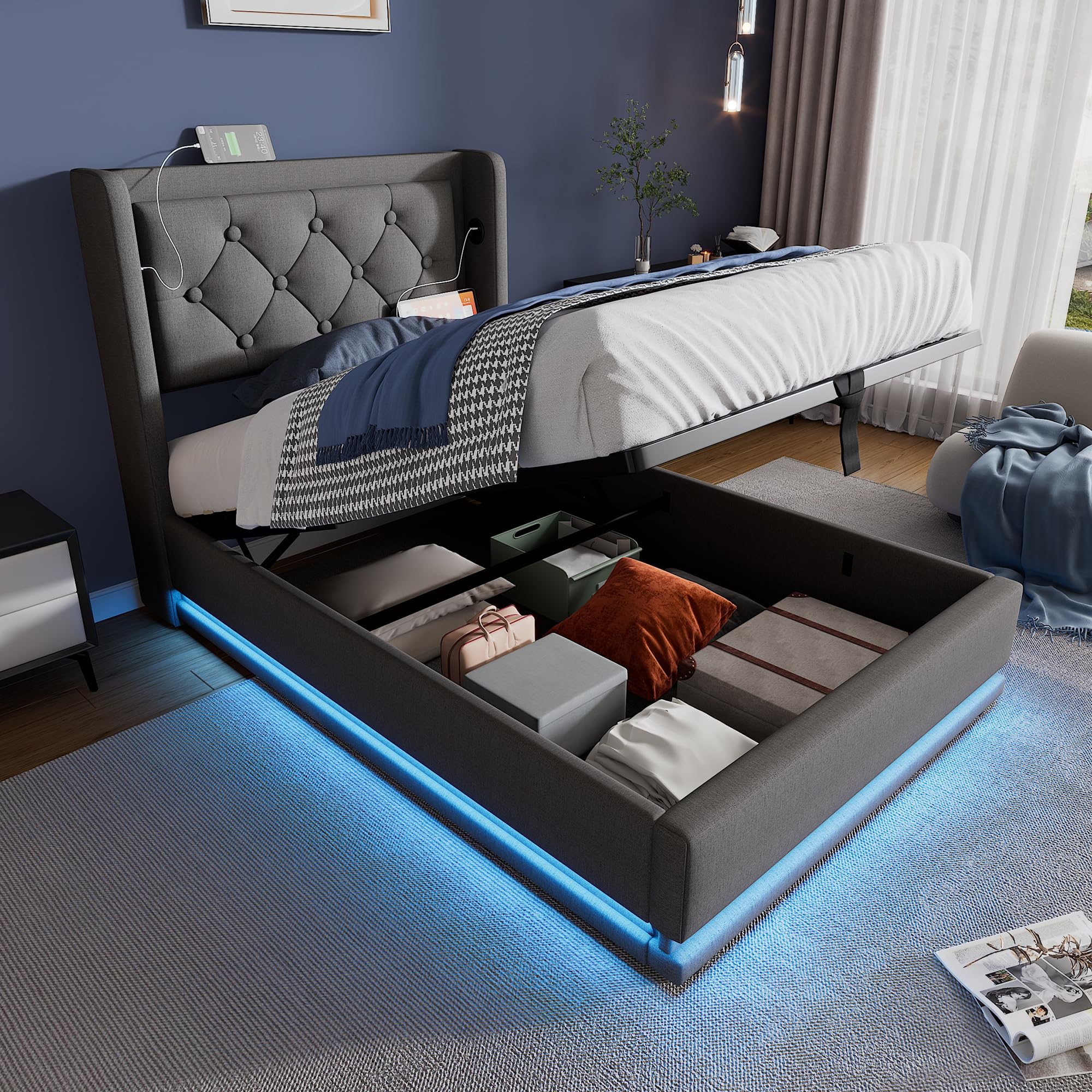 Composad Letto King Size, Letto Moderno, (LxAxP) 201,4x92x216,70 cm, Colore Bian