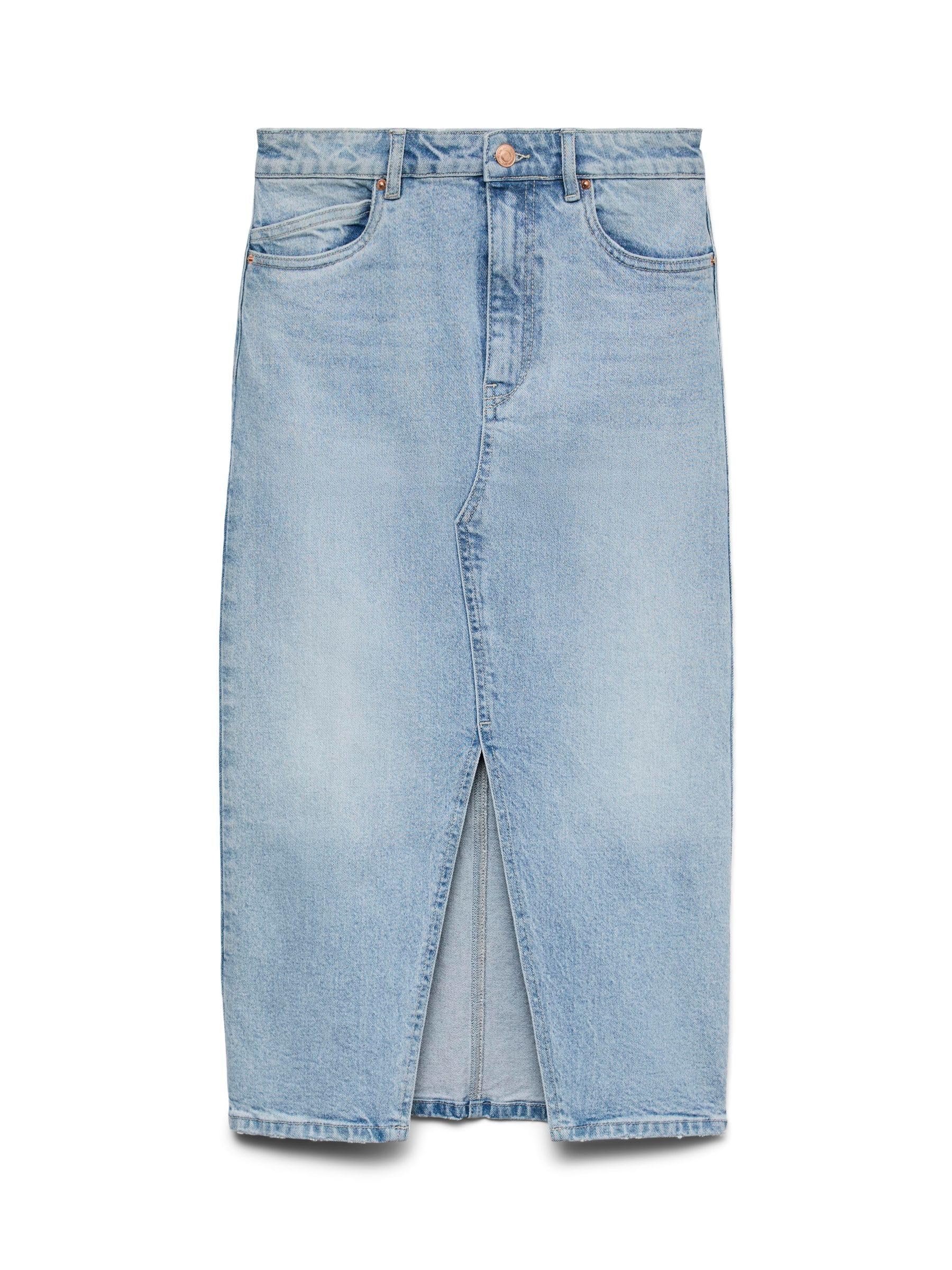 VERO MODA Womens Vmveri Hr Calf Ga Noos Denim Skirt, Light-Blue, XS UK
