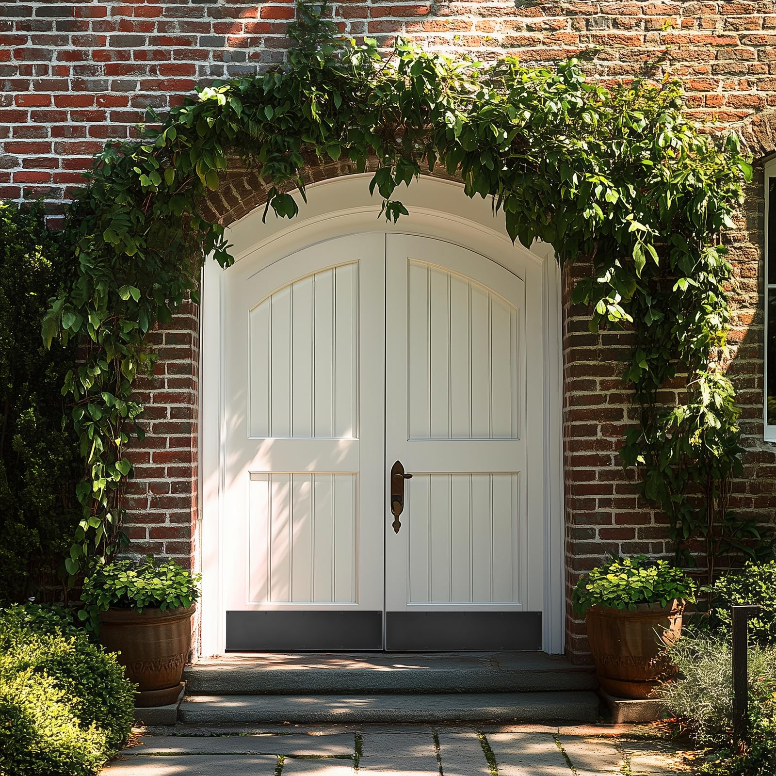 1 Pcs Door Kick Plates - 6 x 30 Inches Kick Plates for Exterior Interior Doors Protection Decor, 1.5mm (1/16 Inch) Thickness Rectangular Aluminum Door Push Plate (Black)