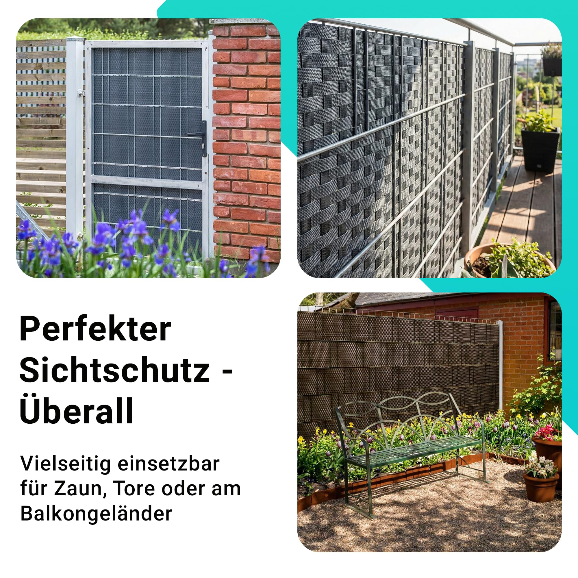 NYVI Polyrattan Sichtschutzstreifen Privafence Weiß 255 x 19 cm 10 Rollen (25,5 Meter) - SPARSETS - Sichtschutz für Doppelstabmatten Zaun - Premium Zaunsichtschutz