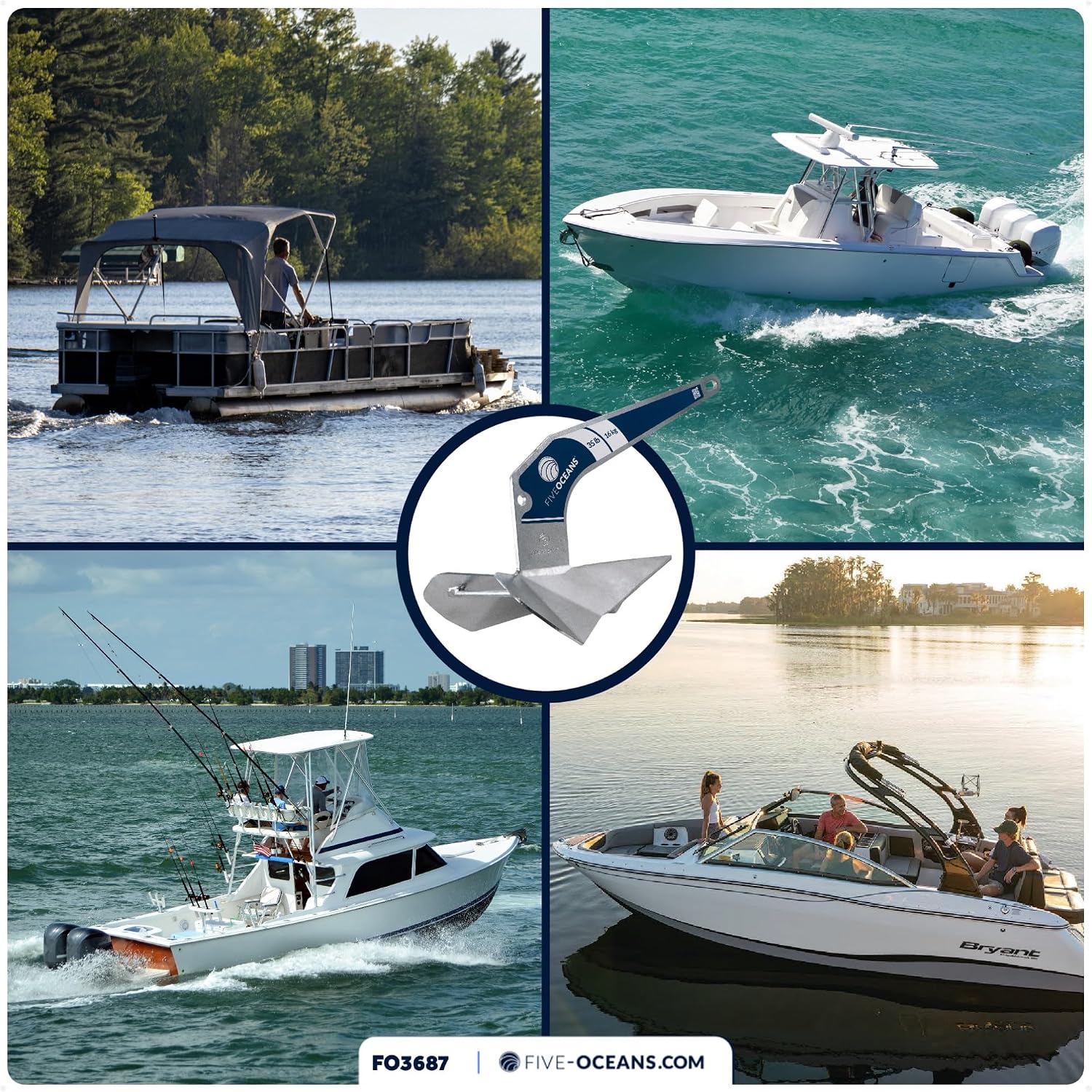 Five Oceans Delta Style Wing Boat Anchor – Premium Series, Ideal for Pontoon & Fishing Boats, Multiple Size & Material Option