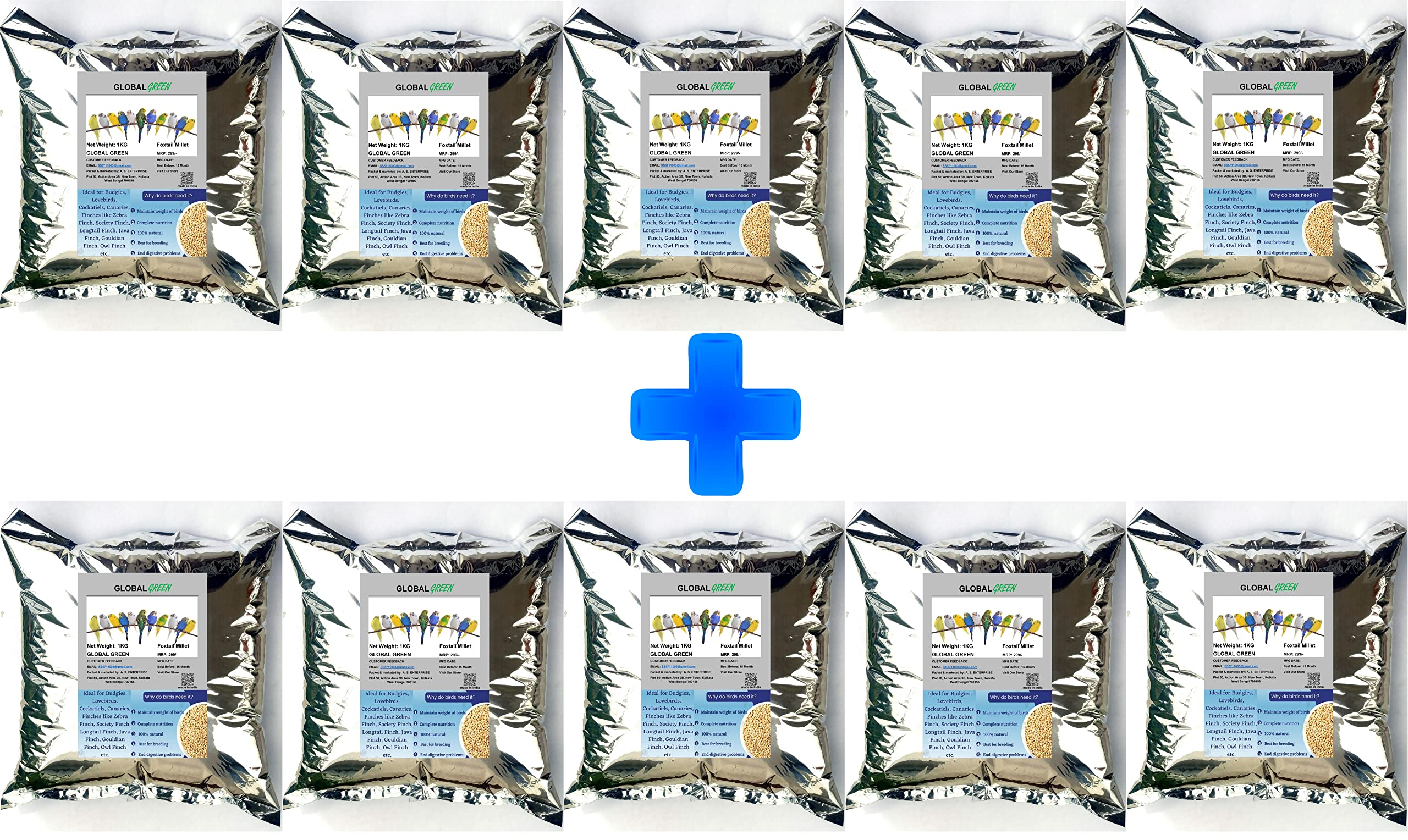 GLOBAL GREEN - Premium Foxtail Millet (5+5 KG) for Budgie, Java, Munias, Love Bird, Cocktail & All Medium Size Bird. (B0B3SZHPJX) Amazon Price History, Amazon Price Tracker