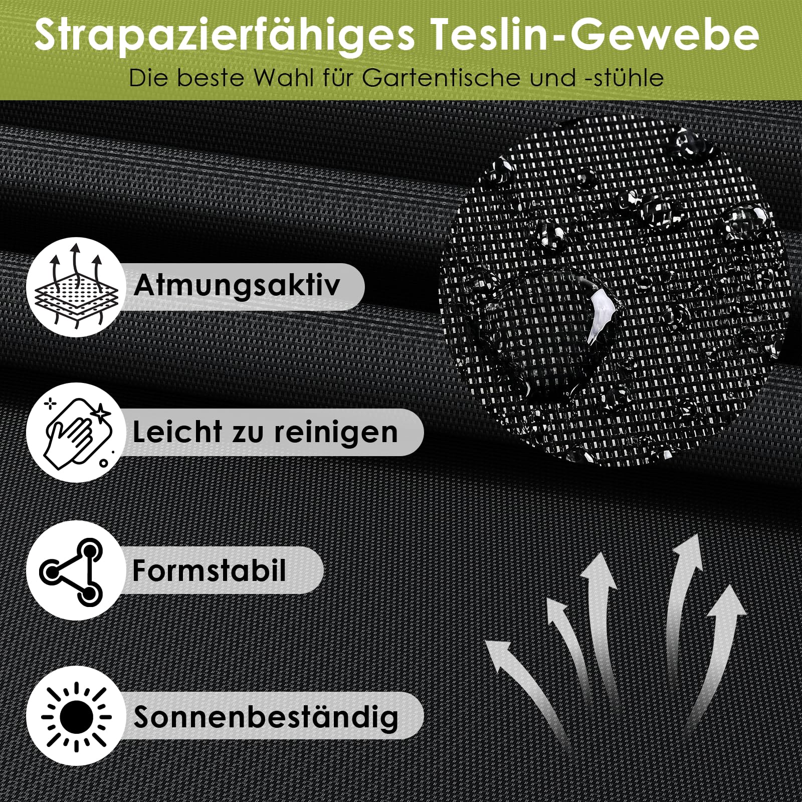 LIFERUN Gartenmöbel Set 4-teilig für 4 Personen, Modern Sitzgruppe Outdoor | Balkonmöbel mit 1 Gartenbank, 2 Stühlen & 1 Glastisch, Wetterfeste Textilene, Lounge für Kleiner Balkon & Terrasse (Schwarz)
