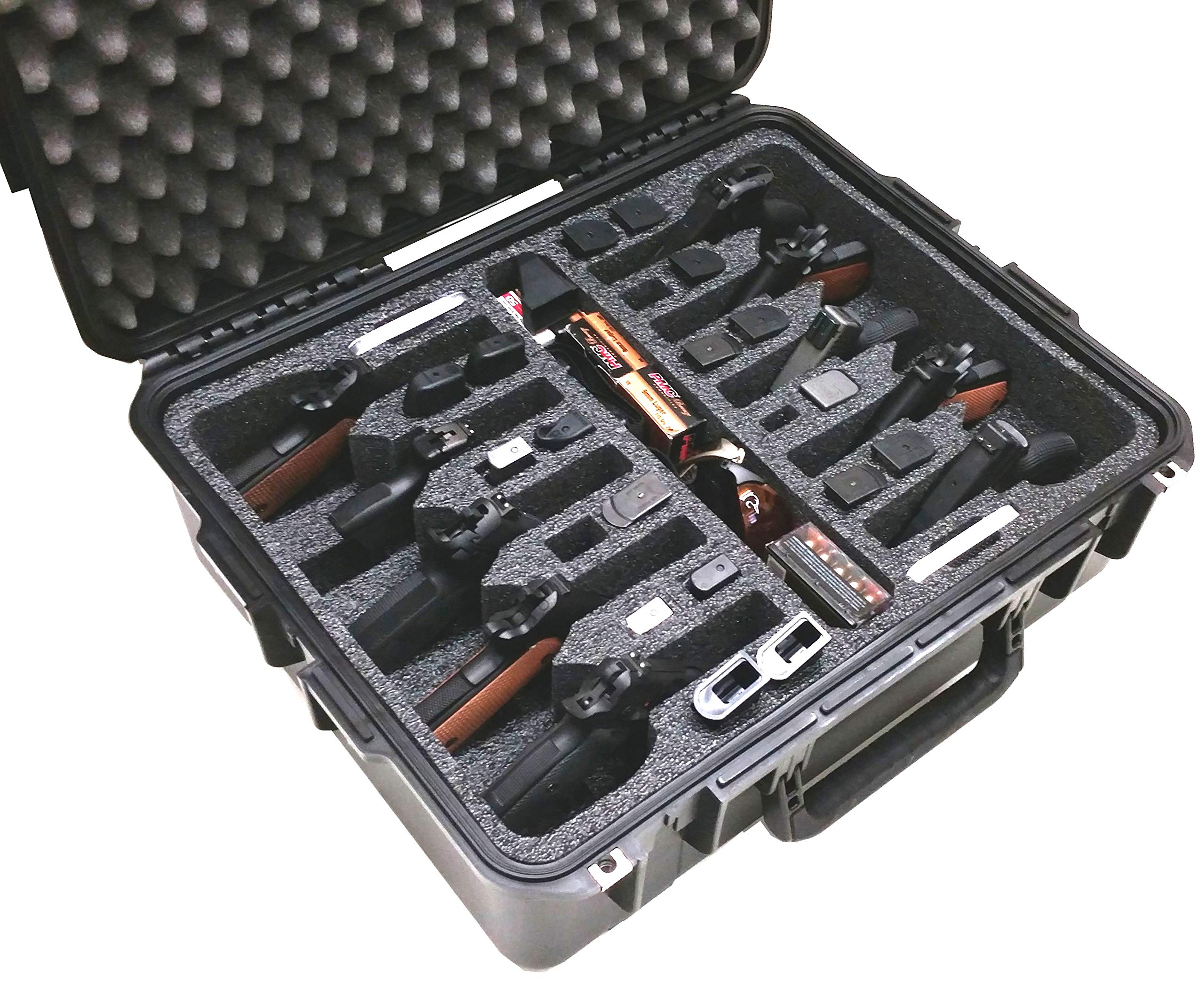 Case Club 10 Pistol & 30 Magazine Pre-Cut Waterproof Case with Silica Gel x2 to Help Prevent Gun Rust (Non-Wheeled)