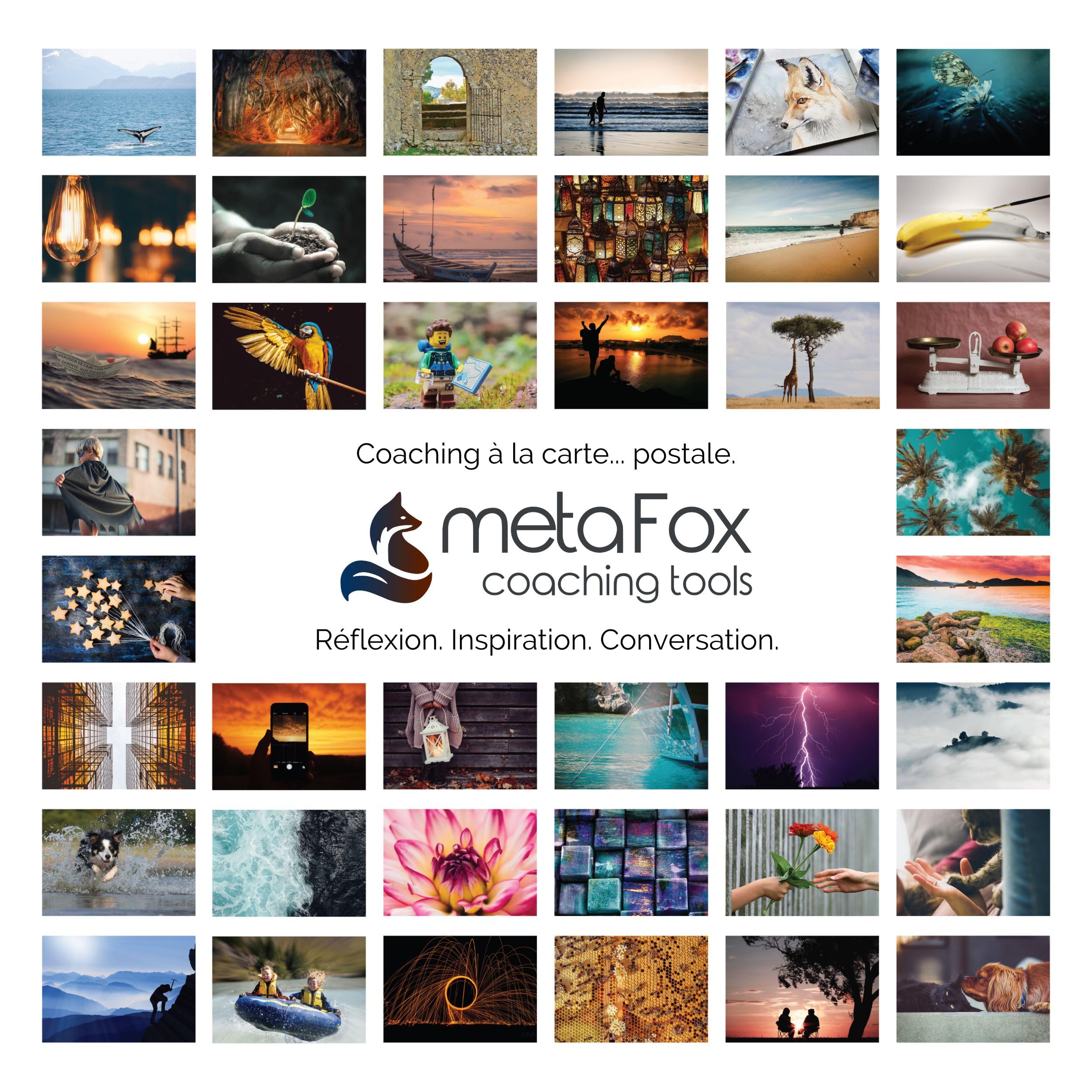 metaFox Psychologie positive | 52 Cartes d'inspiration, Cartes d'affirmations positives & Cartes postales motivantes, Cartes de photolangage pour coaching & thérapie