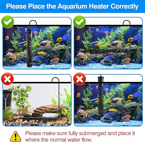 Miniatura 5 de SZELAM Calentadores de acuario de 500 W, calentador sumergible para peceras, antiquemaduras en seco y antisobrecalentamiento, calentador sumergible