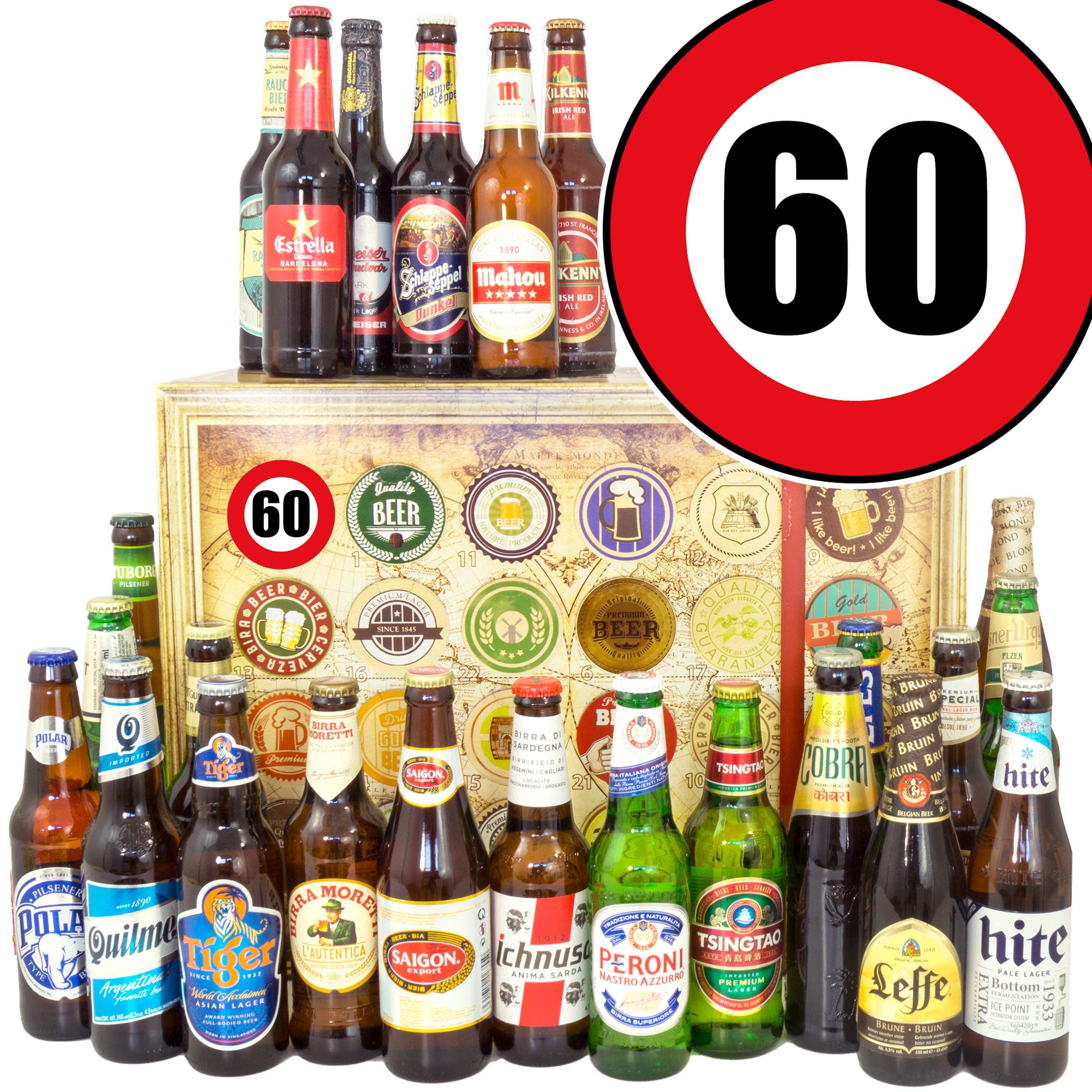 Geschenk für Männer zum 60. - 24 Biere der Welt - Bier - Geschenkset - Bier Kalender Weihnachten 2024 2025
