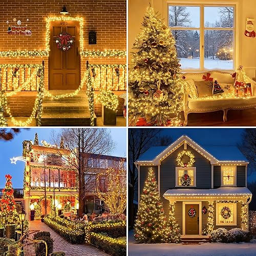 Miniatura 8 de 200 luces LED de Navidad, guirnalda de petardos de Navidad, impermeable, 8 modos para exteriores, interiores, árbol de Navidad, fiesta, blanco cálido