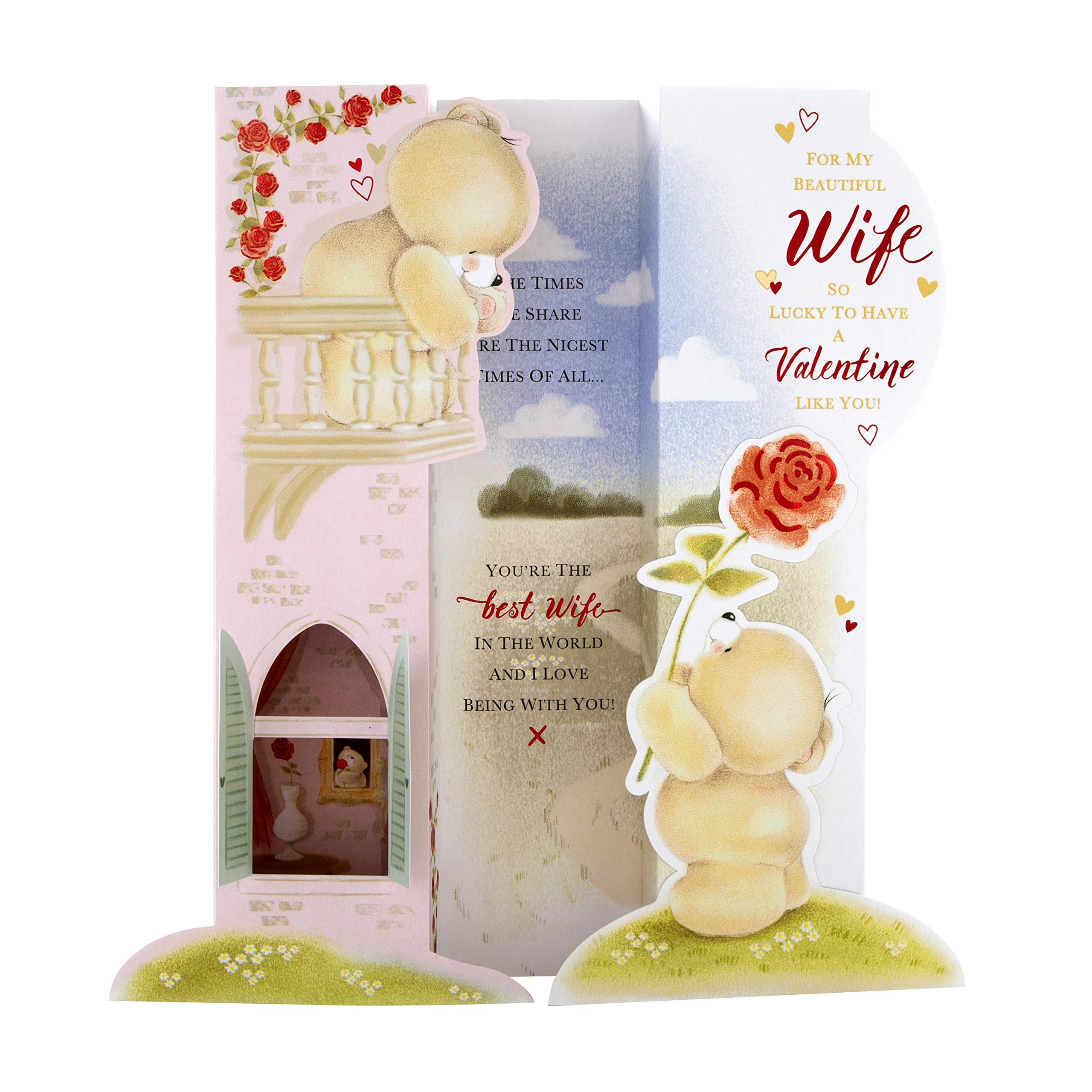 Kartka walentynkowa dla żony z Hallmark - uroczy wzór 3D Pop-out, wzór 'Forever Friends'