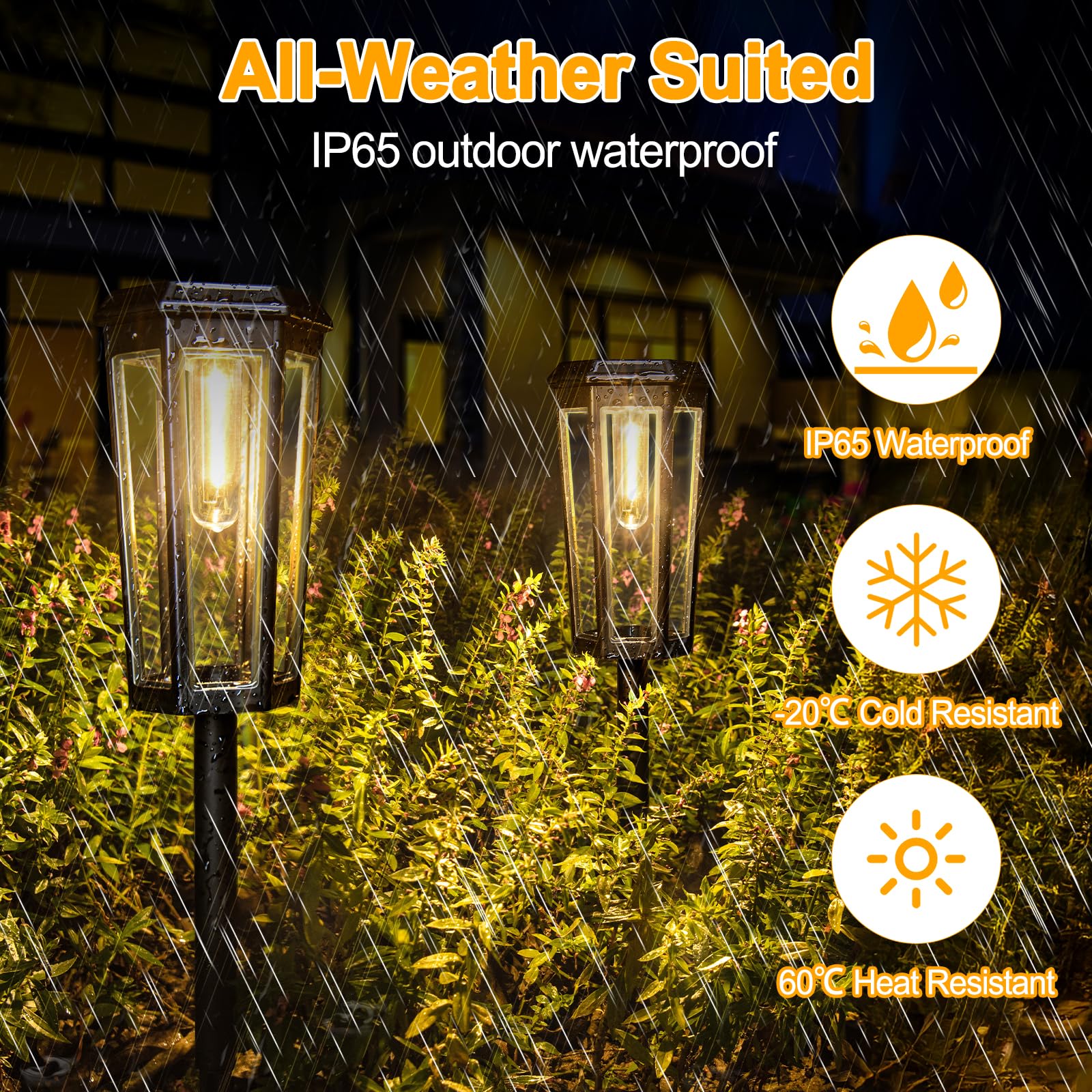 4 Solarleuchten In 7-Form Für Den Garten – IP65 Wasserdicht, Warmweißes LED-Licht Für Wege & Beete