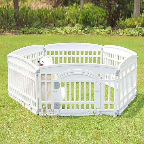 Miniatura 5 de Gupamiga Corralito plegable para mascotas, para perros, plástico pesado, corralito de ejercicio para interiores y exteriores, jaula plegable para