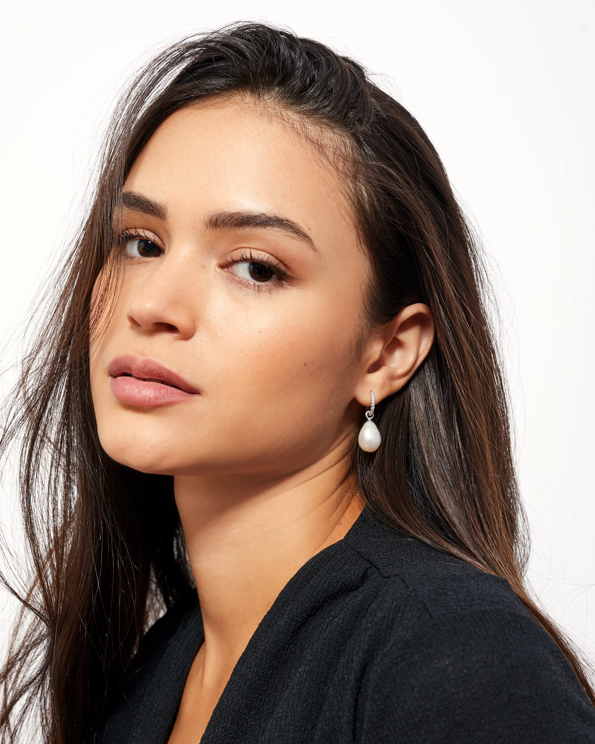 Creolen für Damen, 12 mm, mit austauschbarem Süßwasser-Zuchtperlen-Charm und Zirkonia Secret & You – Vermeil-Gold oder 925er Sterlingsilber