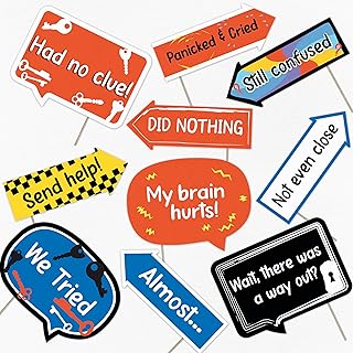 Escape Room Photo Booth Props Set – We Almost Escaped Party Decorations for Puzzle Nights, Team Events, and Game Challenges (10)