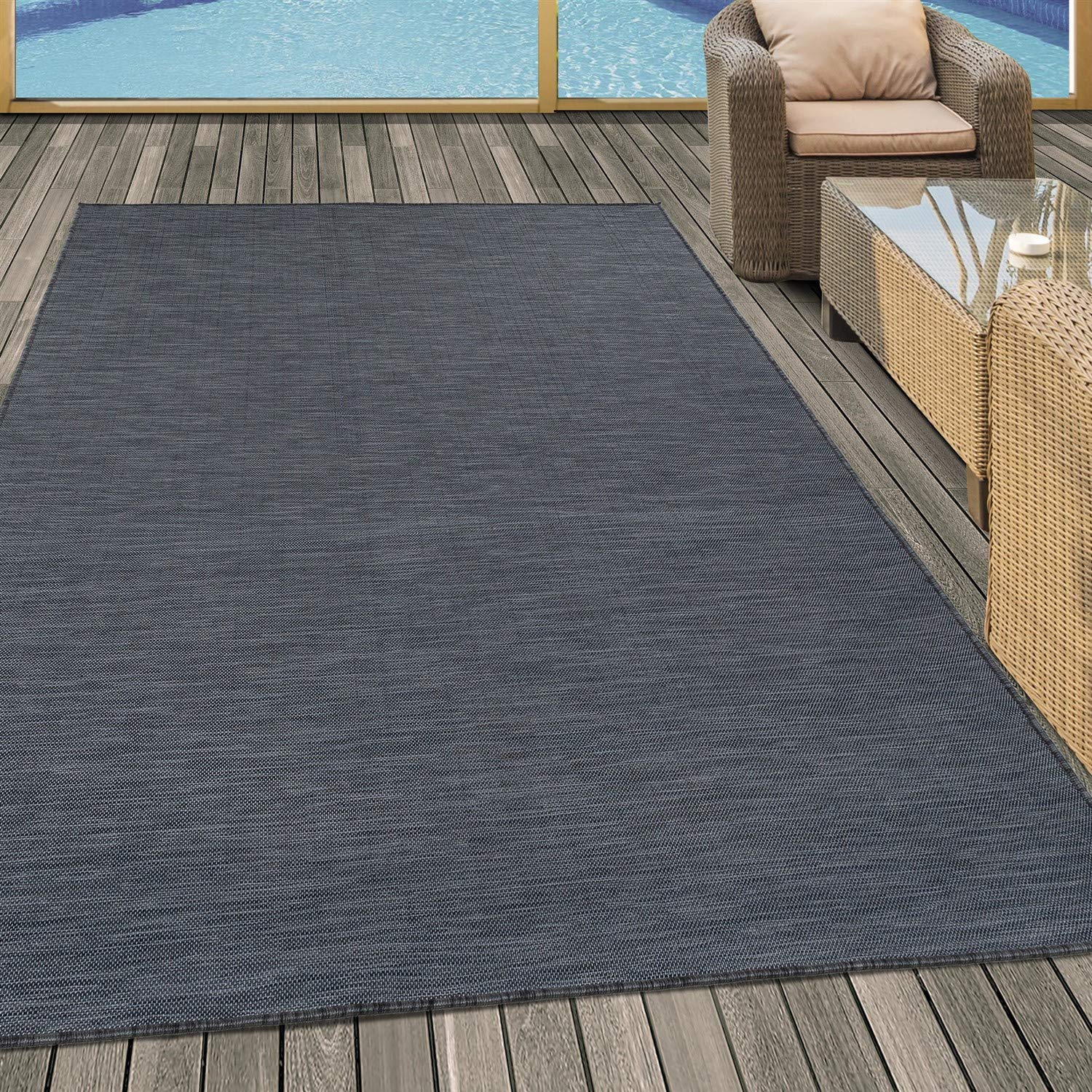 Tapis en sisal gris 120x170 cm à tissage plat intérieur et extérieur