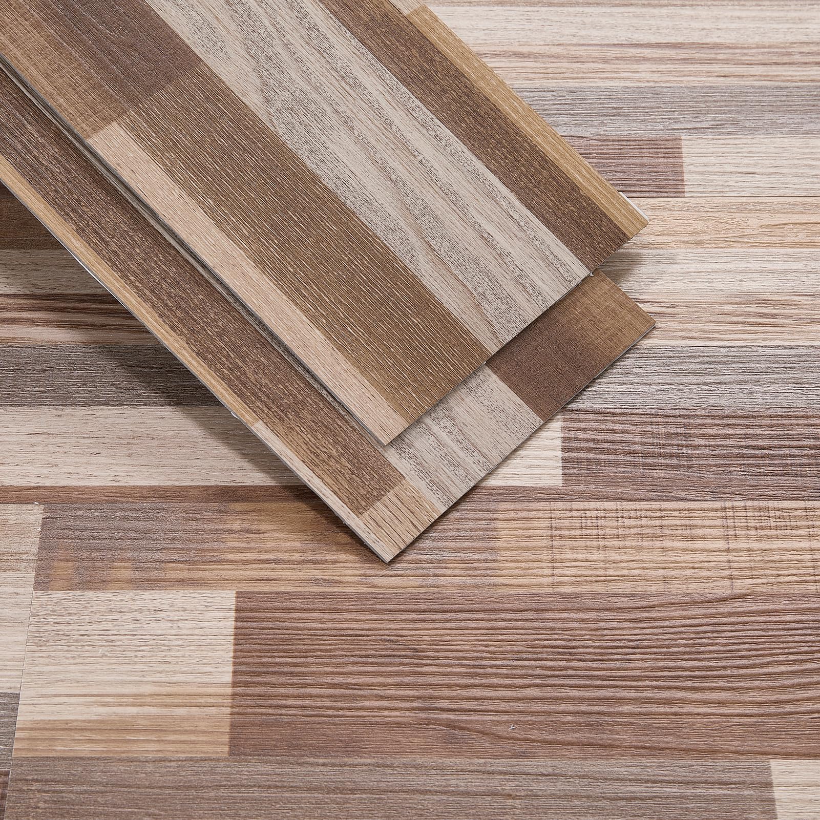 INMOZATA Floor Tiles Self Adhesive, 36-Pack, 5.02 Sq M Coverage, 91.5cm x 15.2cm Wood Plank, 2mm Thick Waterproof Peel and Stick Flooring for Kitchen, Bathroom, Bedroom, Living Room(Light brown block) — image 1