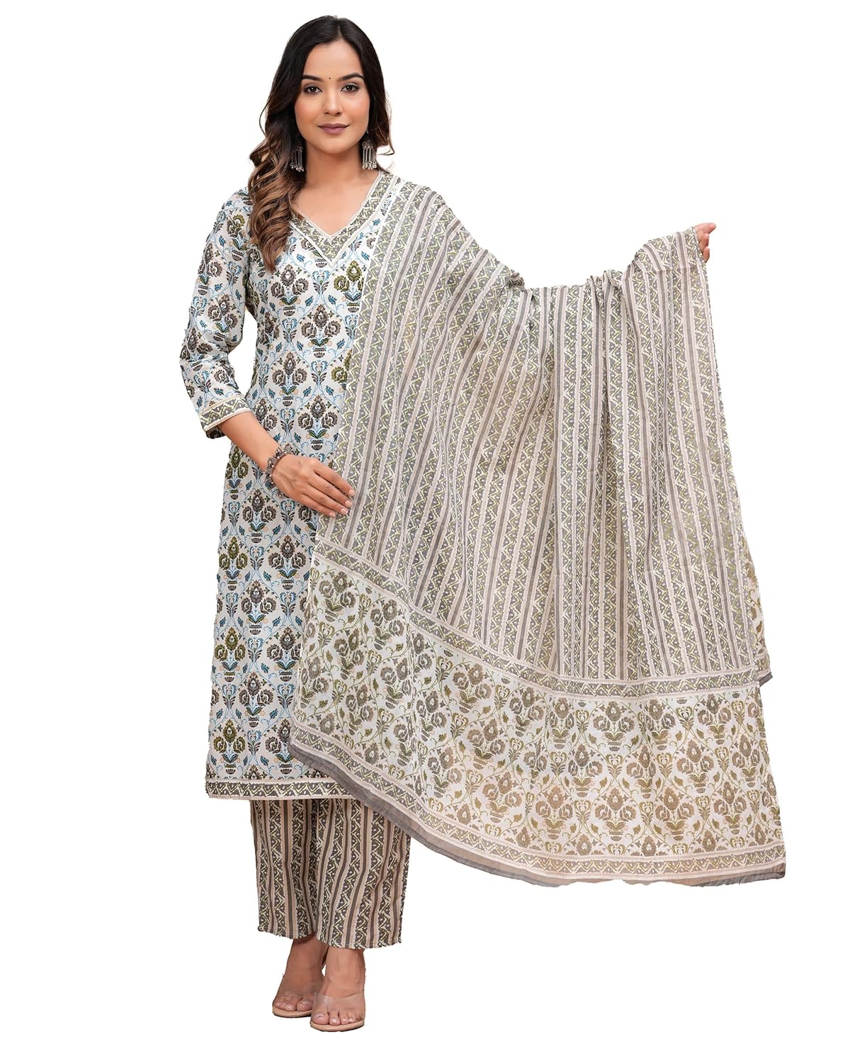MANHAREE | Women’s Cotton Printed Straight Kurta with Pant & Malmal Dupatta Set MANHAREE | Women’s Cotton Printed Straight Kurta with Pant & Malmal Dupatta Set