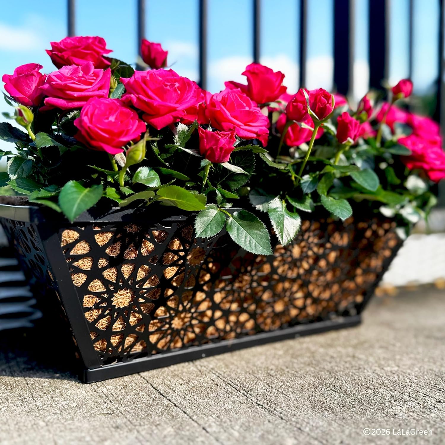 LaLaGreen 24" (2 Pack, Rectangular) Coco Liners for Railing Planter–Large Trough Coir Replacement for Wall Hanging Basket, Window Box, Pot Garden Balcony Holder–Available in 12-16" & Various Shapes