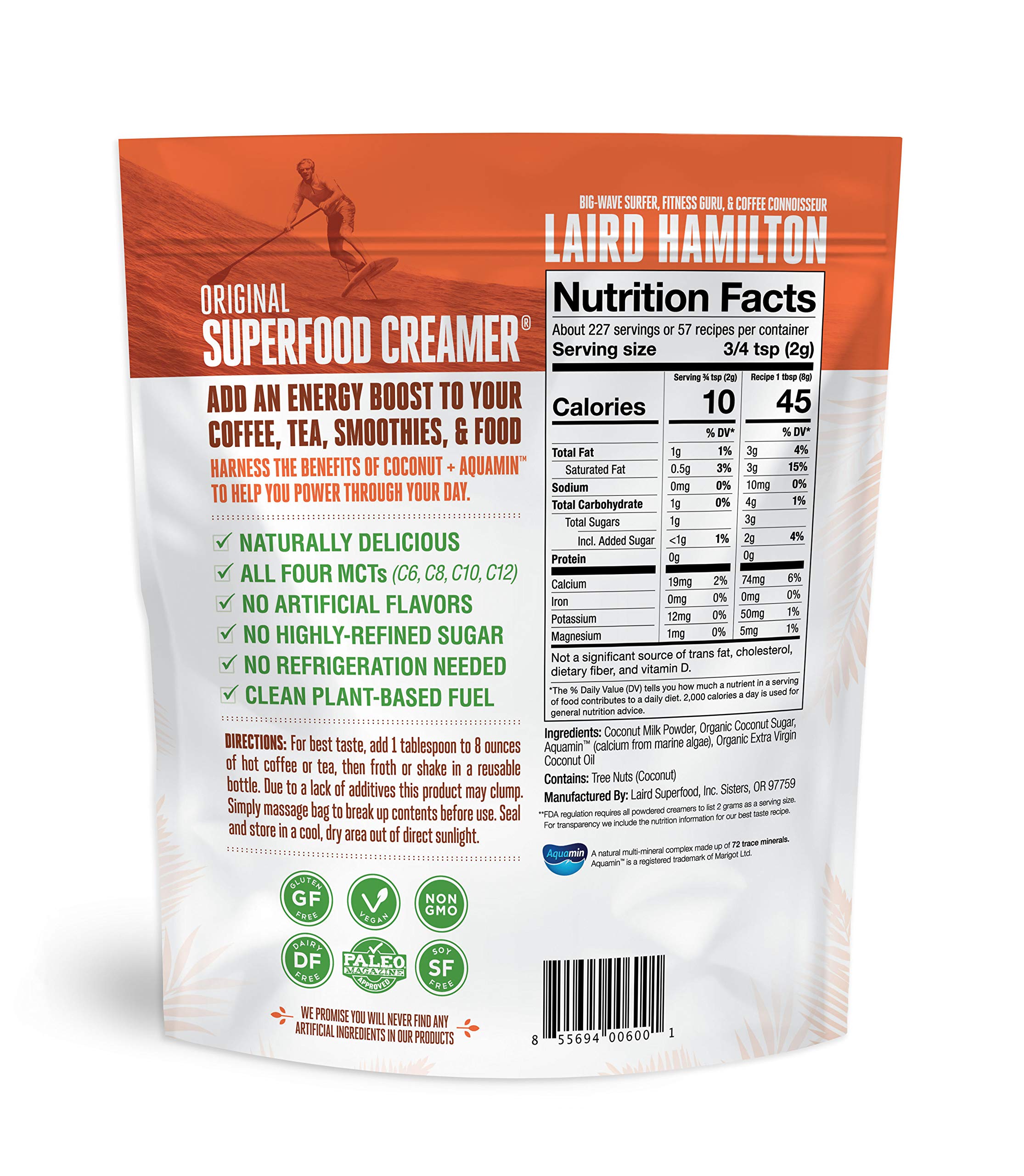 Laird Superfood NonDairy Original Superfood Coconut Powder Coffee