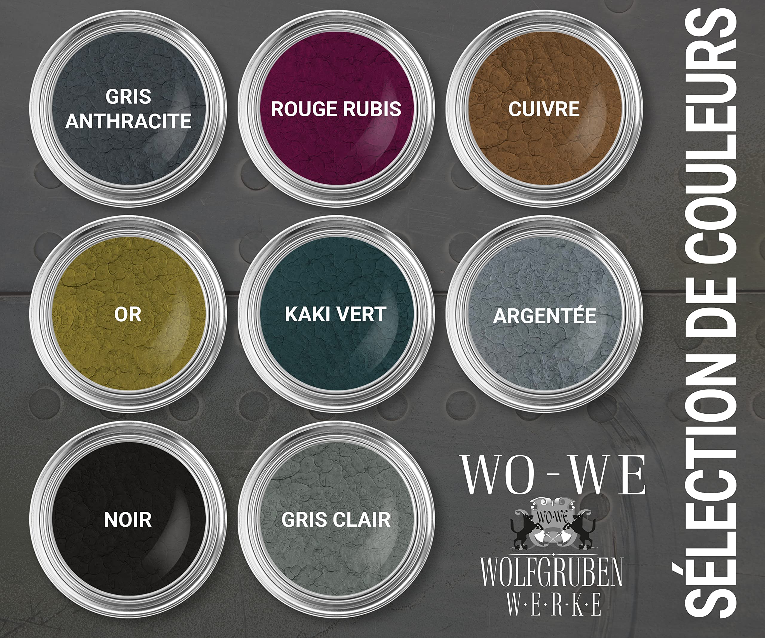 WO-WE Peinture Fer W901 Métal Effet Martelé Vernis Ultra-résistant Protection PRO - Argentée 5L