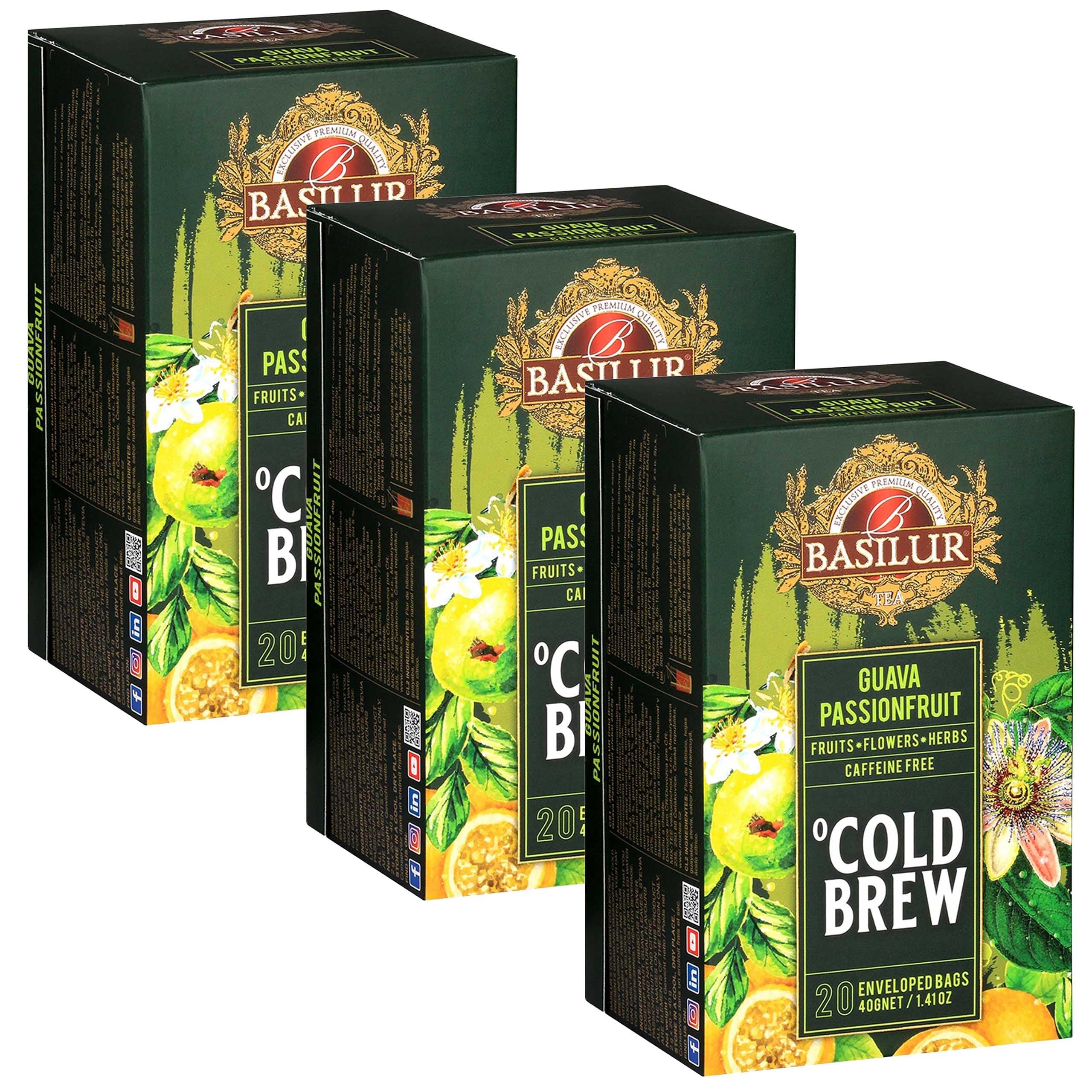BASILUR Cold Brew - Té descafeinado de frutas con sabor a fruta de la pasión y cítricos, té frío en bolsitas 20 x 2 g (1)