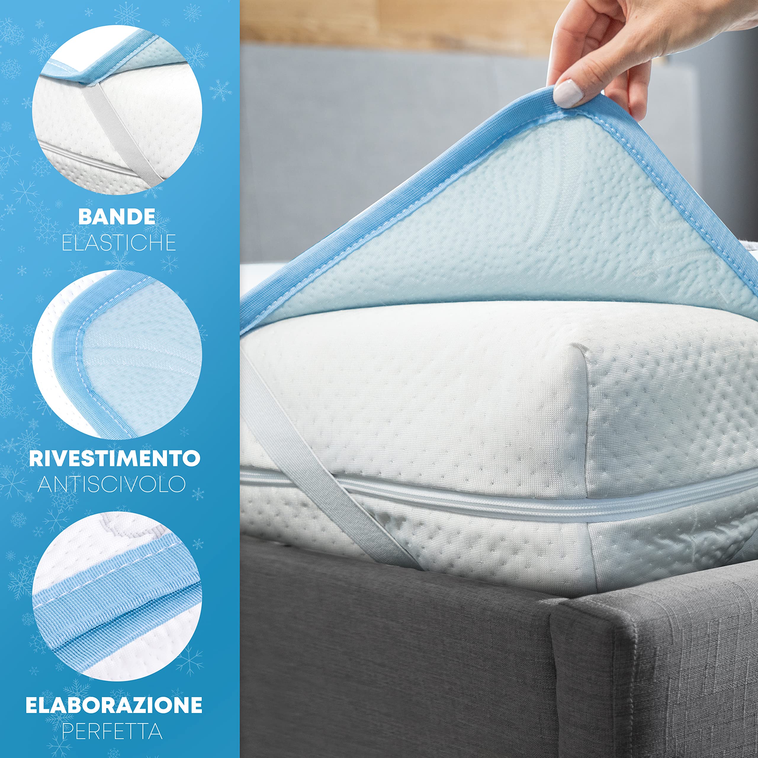 Premium Mattress Protector Regolazione del clima - effetto rinfrescante - sonno ottimale - topper da viaggio ideale per le notti calde - topper per materasso 80x200