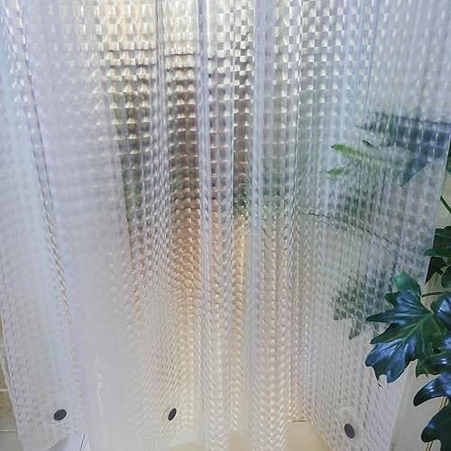 Forro de cortina de ducha corta de 60 pulgadas de largo, forro de ducha corto transparente de EVA resistente con 3 imanes fuertes pesados, 100%
